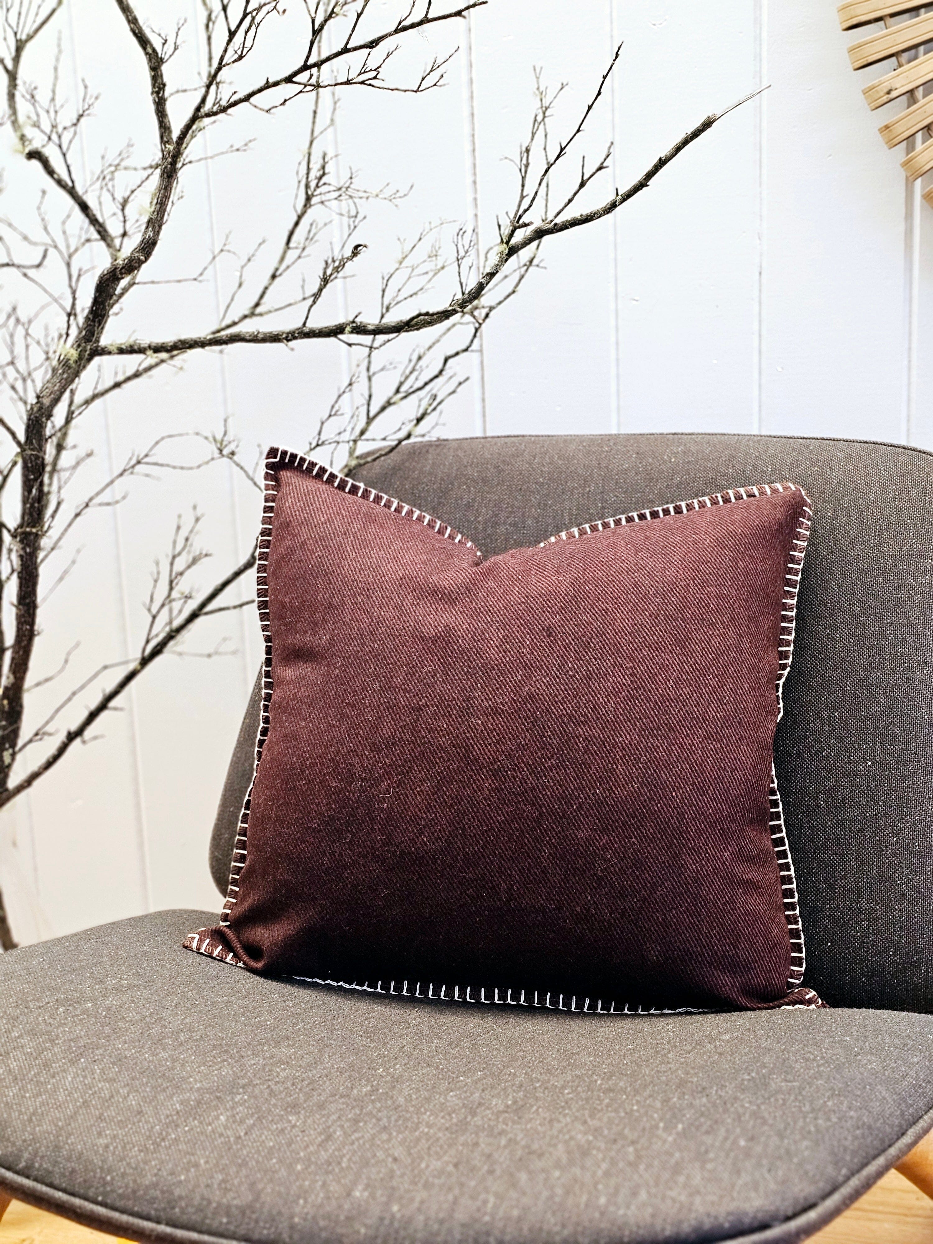 Syrah Twill Organic Wool Felt Cushions Cushions The Spotted Quoll Studio 