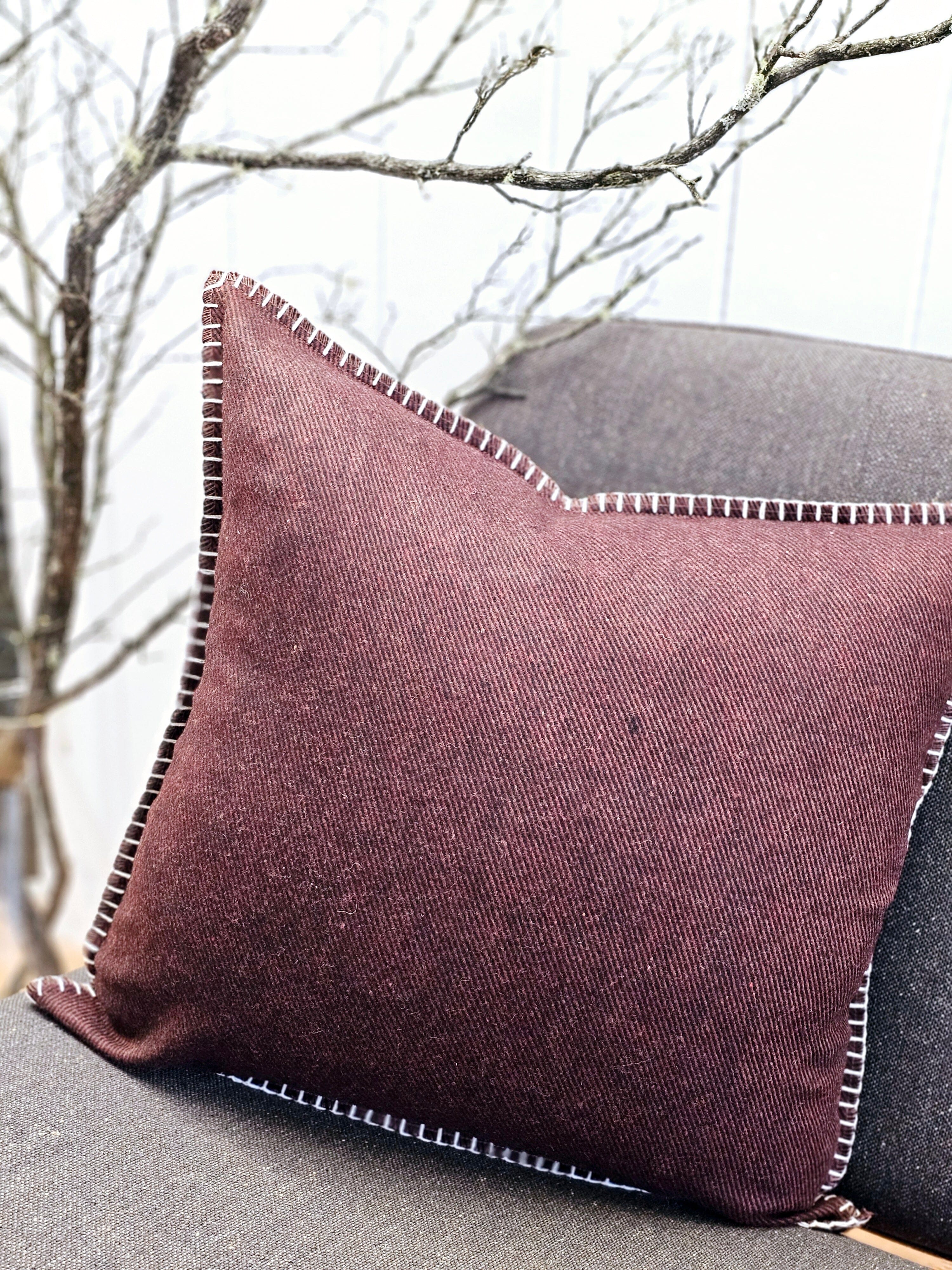 Syrah Twill Organic Wool Felt Cushions Cushions The Spotted Quoll Studio 