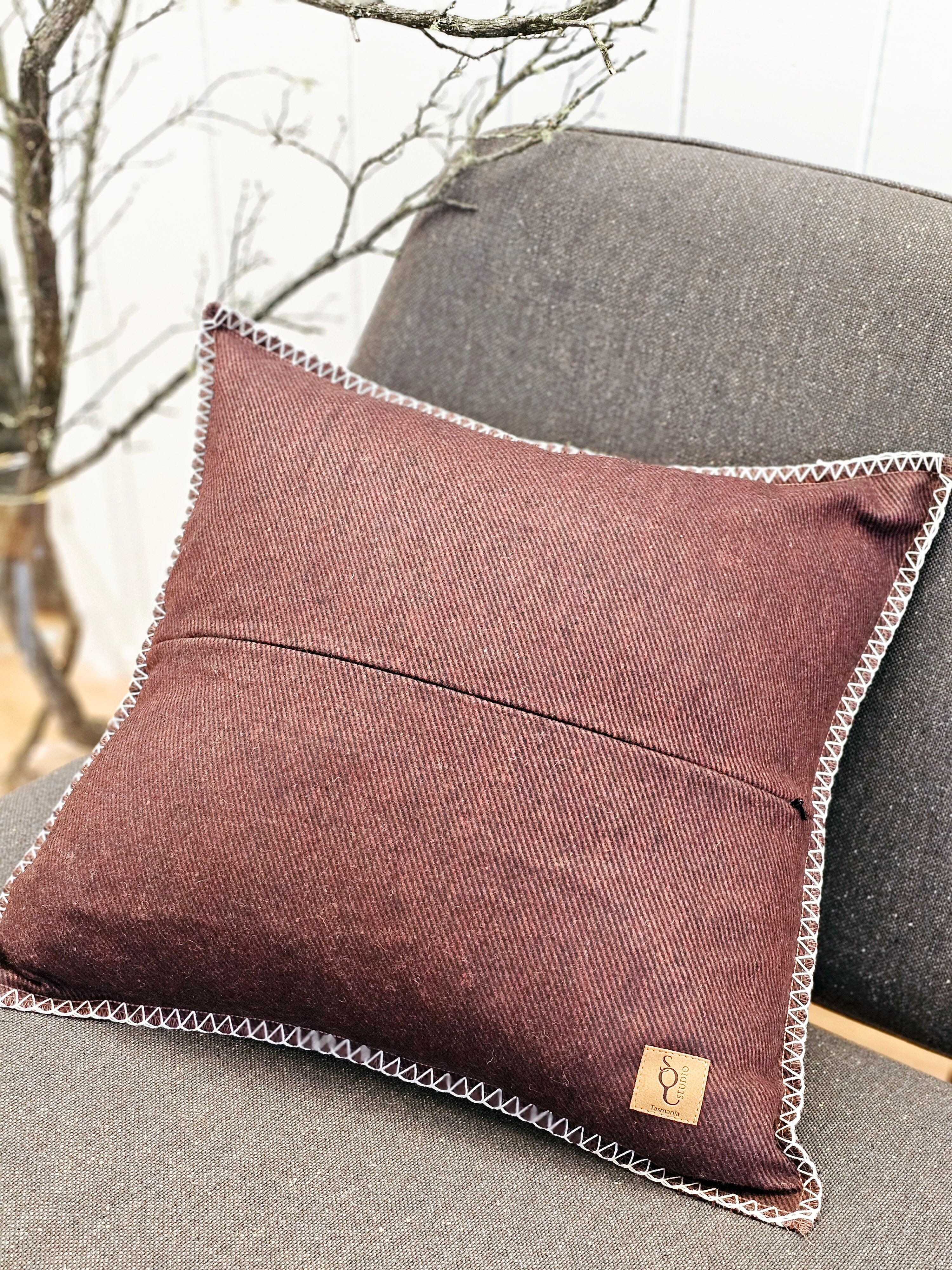 Syrah Twill Organic Wool Felt Cushions Cushions The Spotted Quoll Studio 