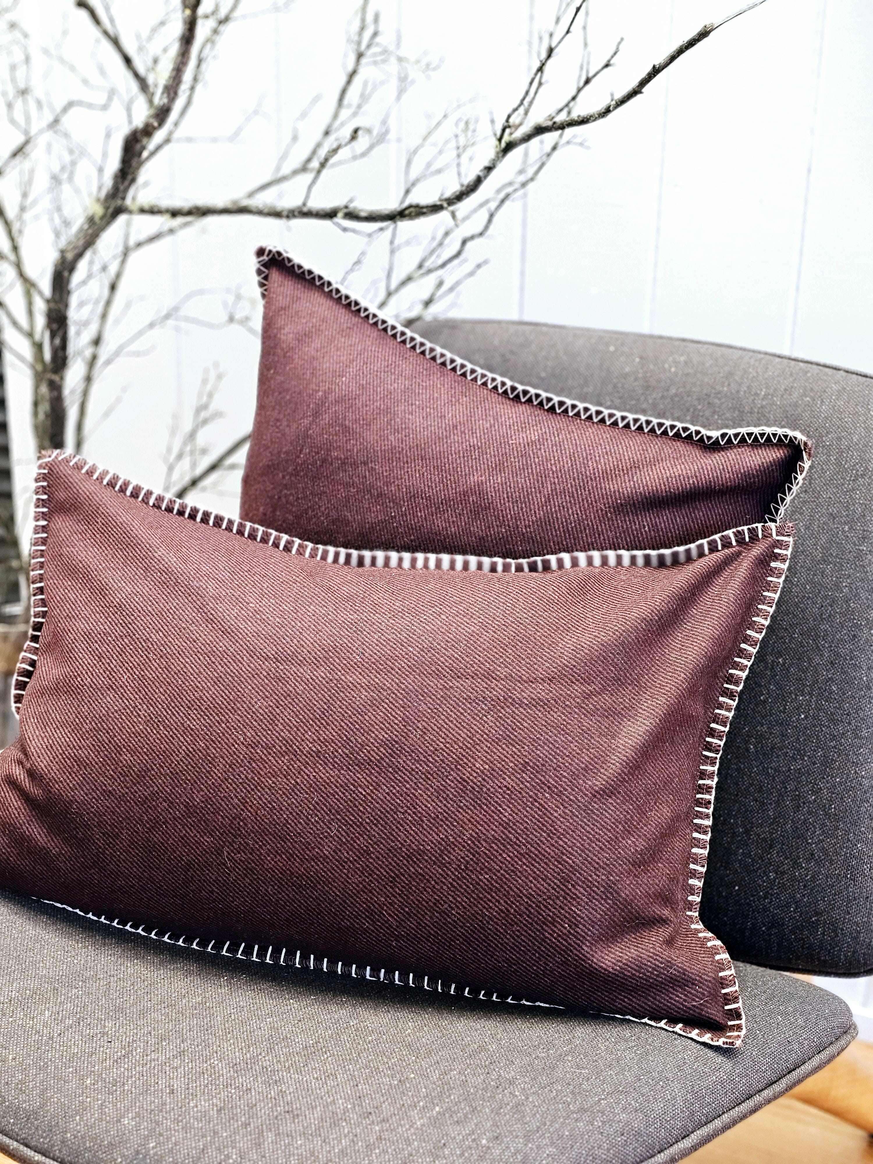 Syrah Twill Organic Wool Felt Cushions Cushions The Spotted Quoll Studio 