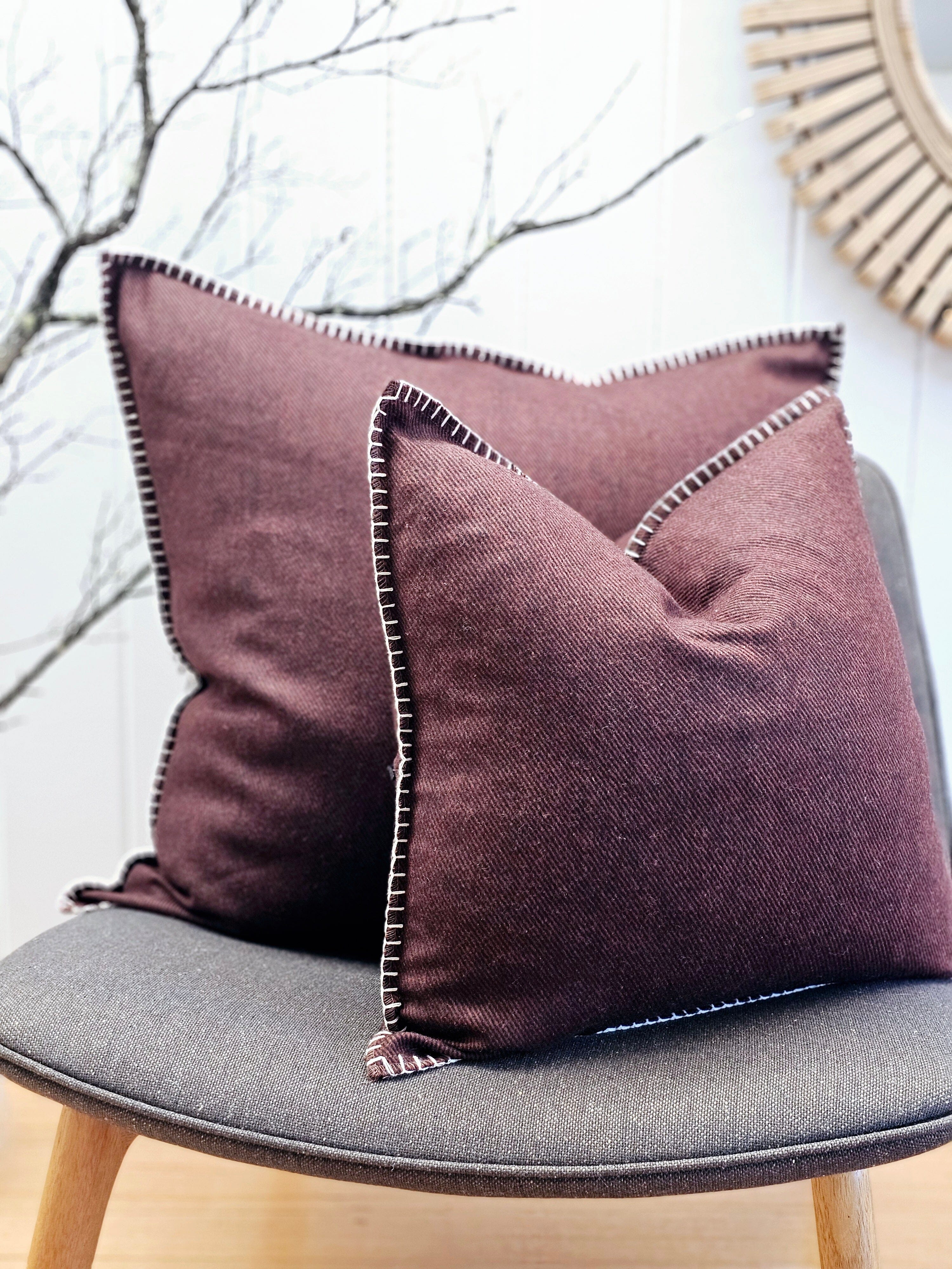 Syrah Twill Organic Wool Felt Cushions Cushions The Spotted Quoll Studio 