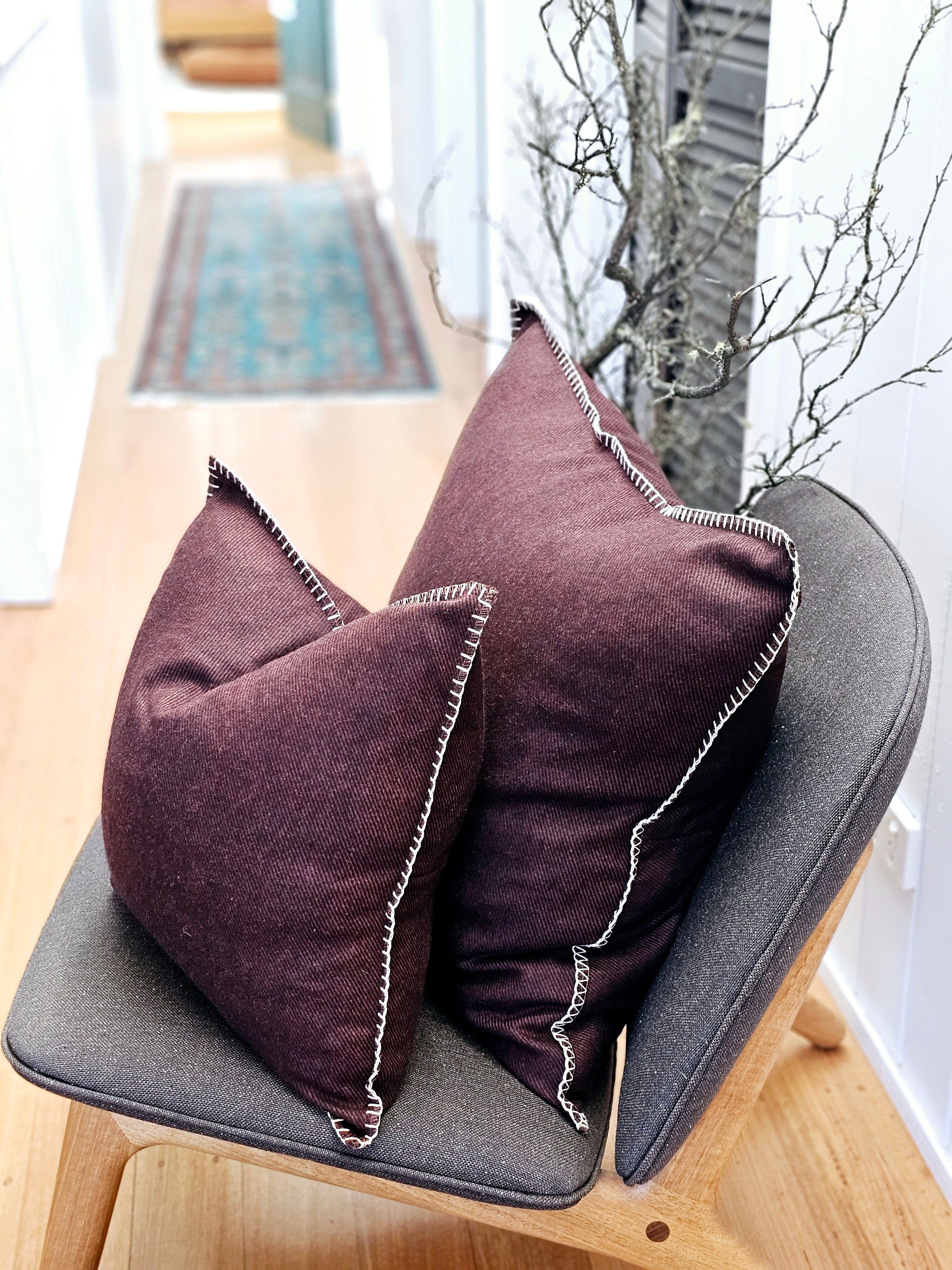 Syrah Twill Organic Wool Felt Cushions Cushions The Spotted Quoll Studio 