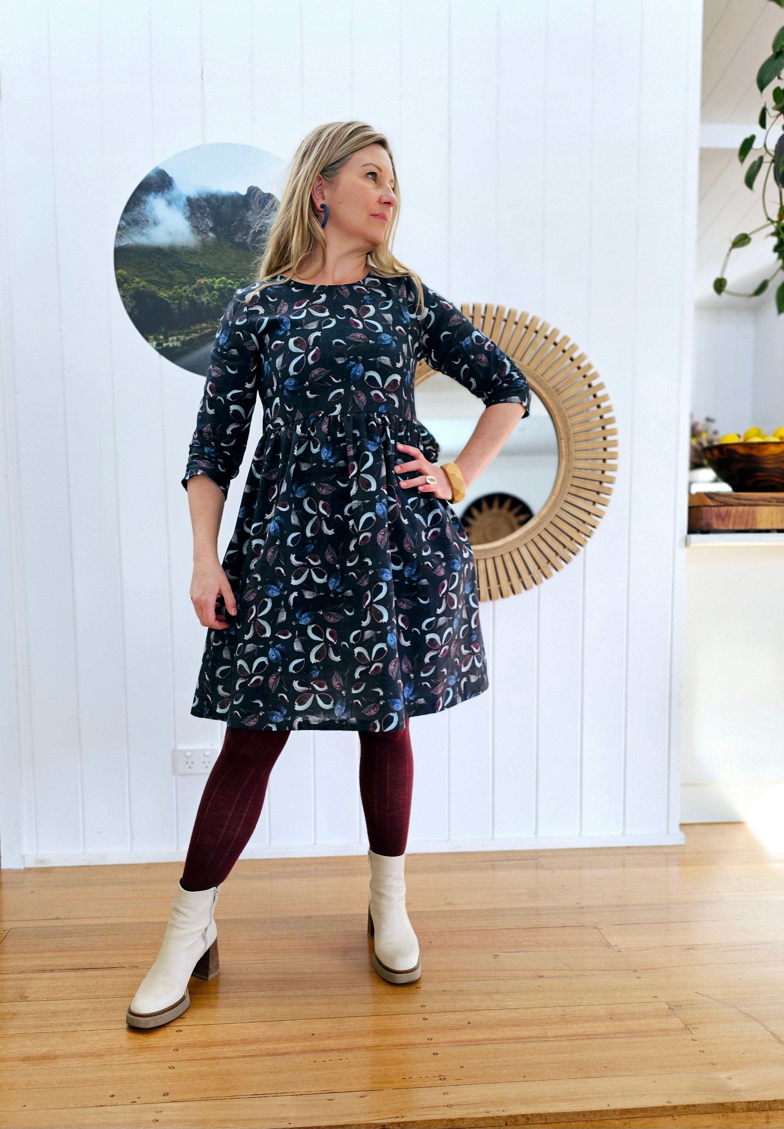 Peasant Dress 3/4 Sleeves - Seed Pods Dresses The Spotted Quoll 