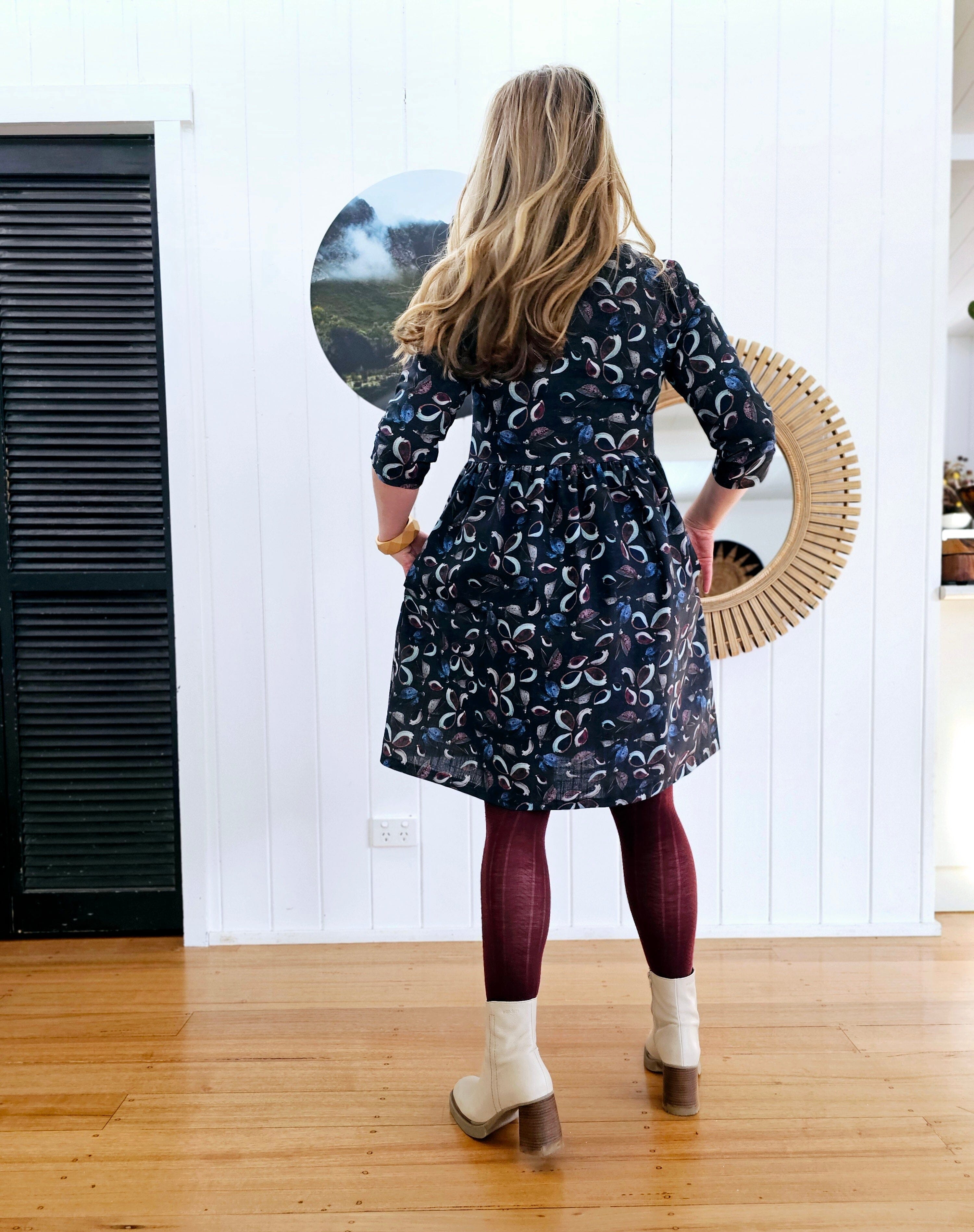 Peasant Dress 3/4 Sleeves - Seed Pods Dresses The Spotted Quoll 