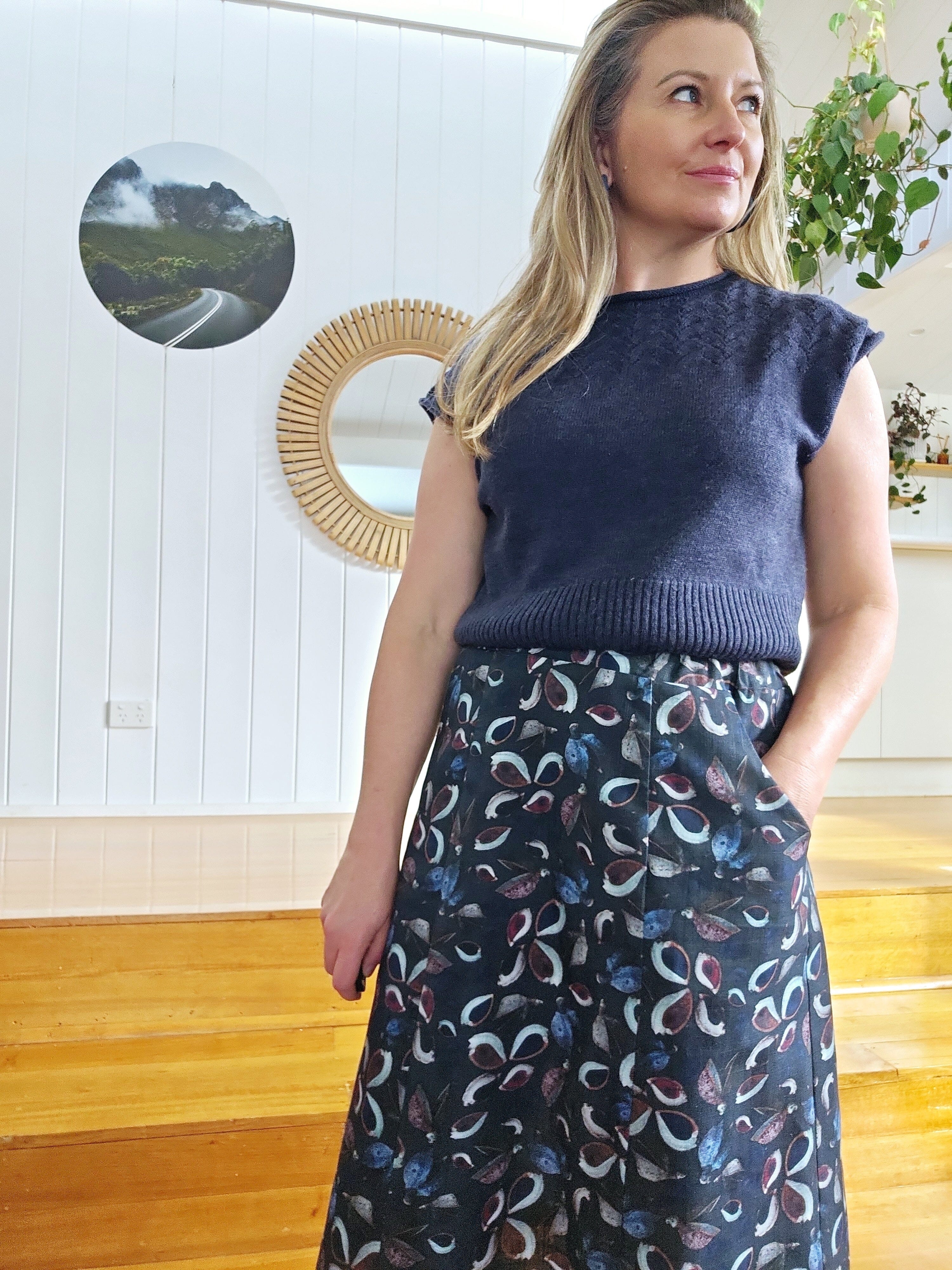 Panel Dani Skirt - Organic Linen Hemp Skirt The Spotted Quoll 