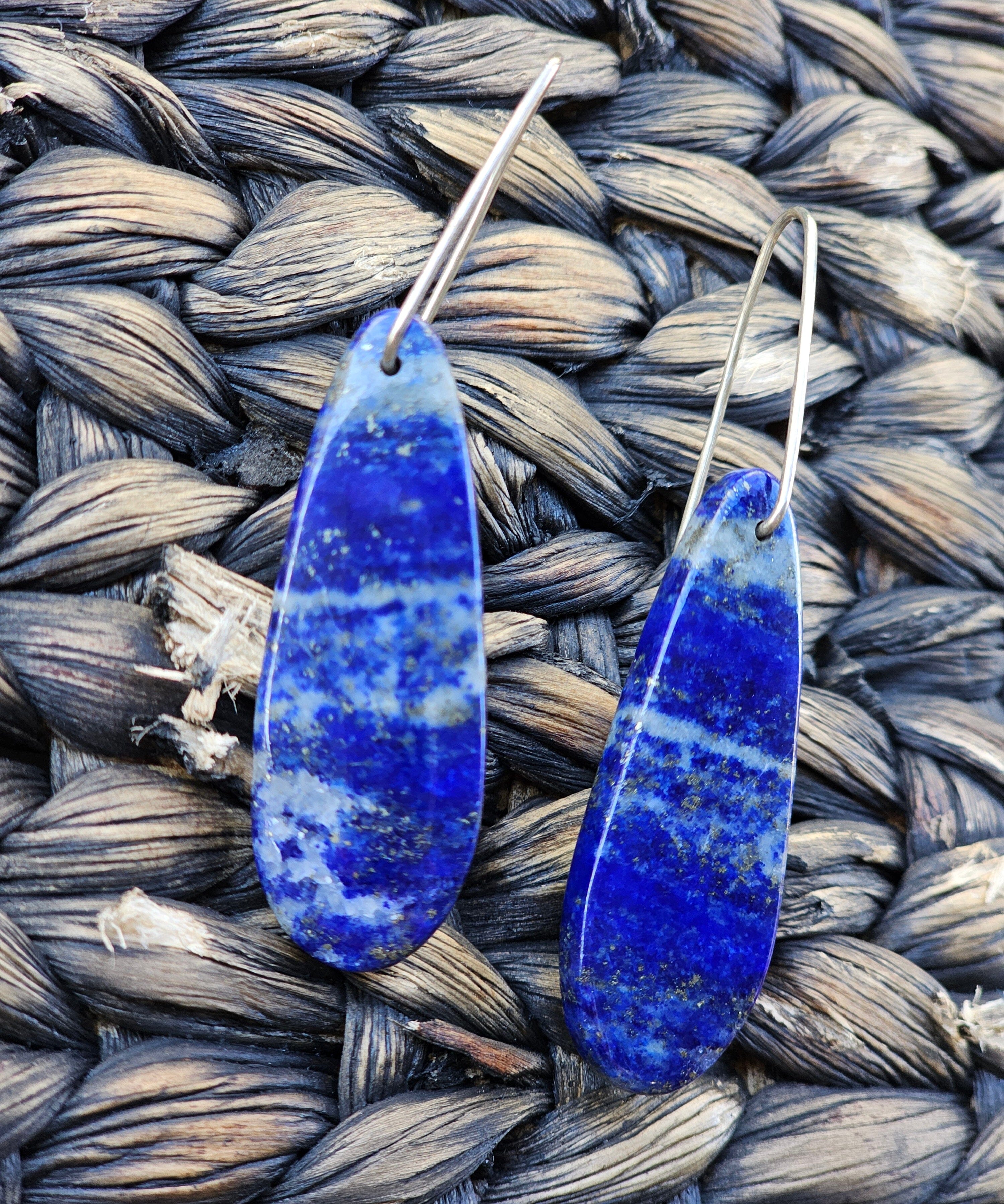 Semi Precious Beaded Dangles - Jillian Jak Earrings Jillian Jak Silver Lapis Lazuli 