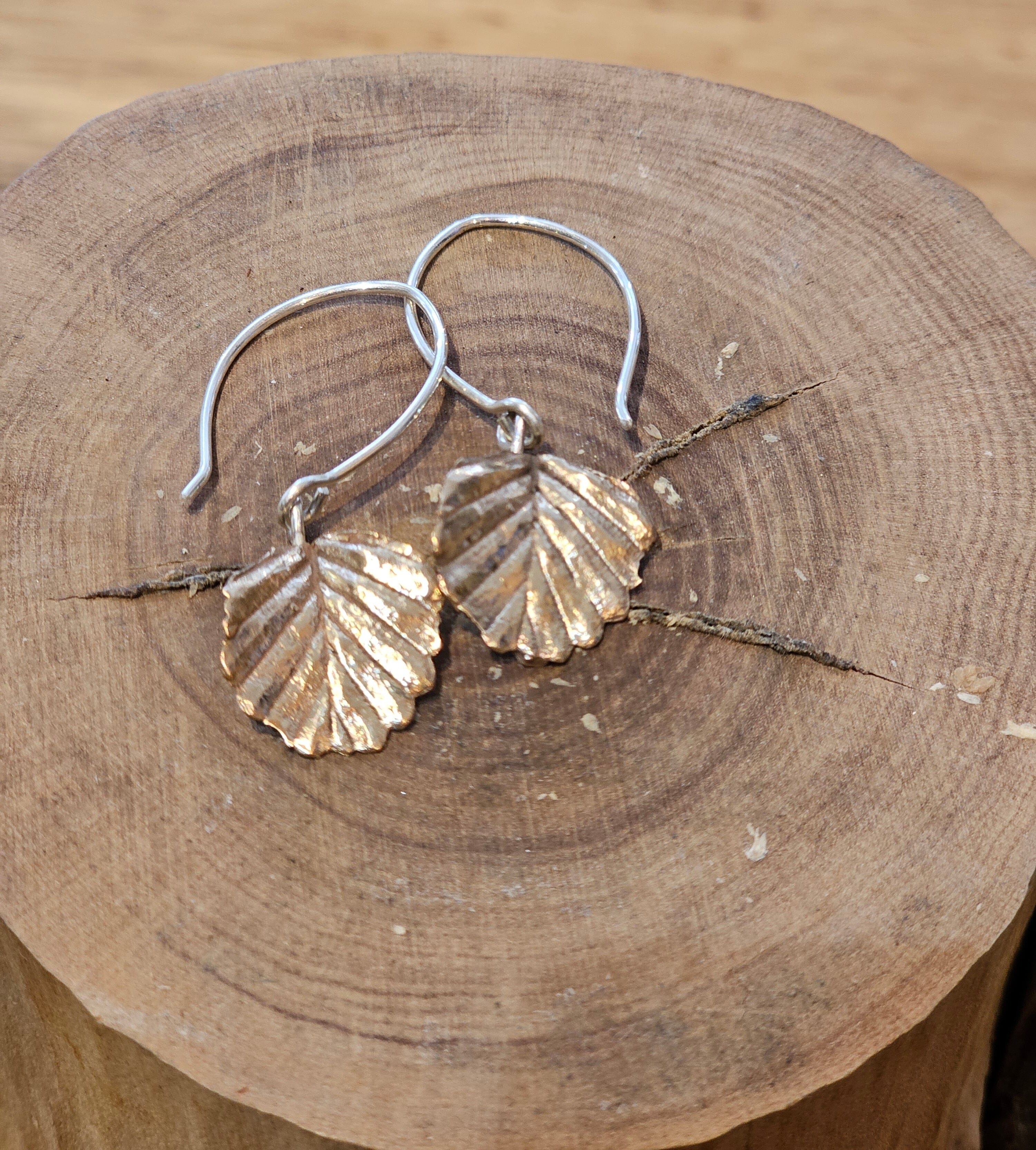 Fagus Leaf Earrings - Janny McKinnon Jewellery Janny Mckinnon Round Hook Bronze 43mm 