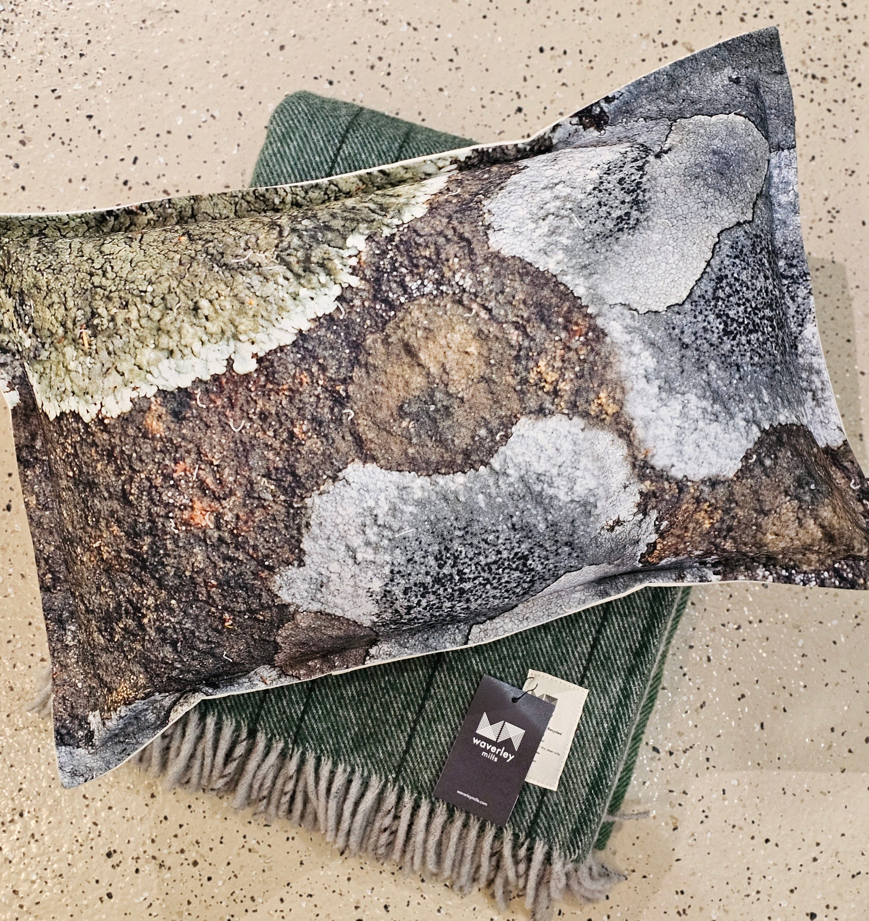 Organic Linen/Hemp Cushion- Cool Climate Lichen Cushions The Spotted Quoll 35 x 55cm 