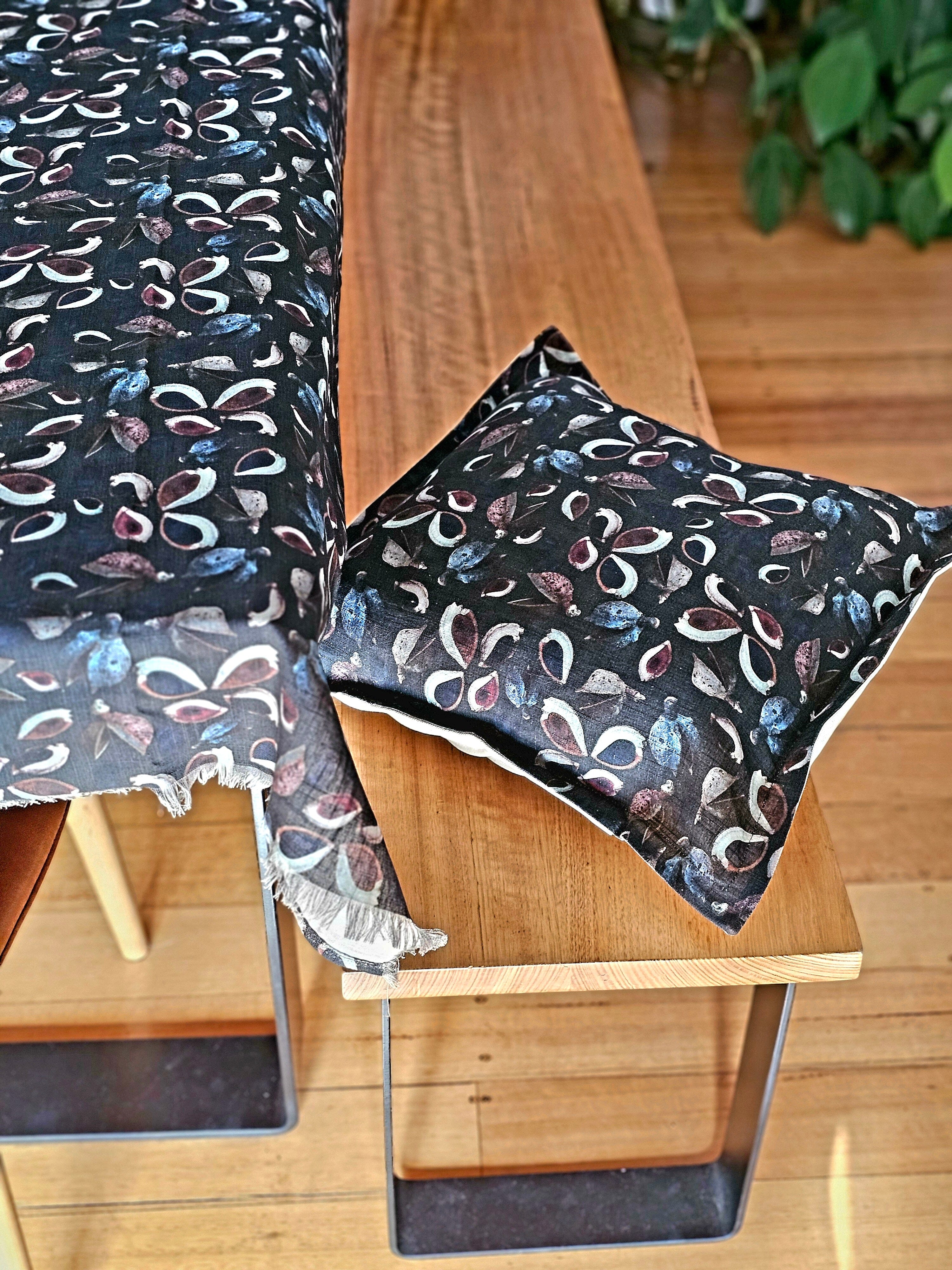 Organic Linen/Hemp Cushion - Seed Pods Cushions The Spotted Quoll 