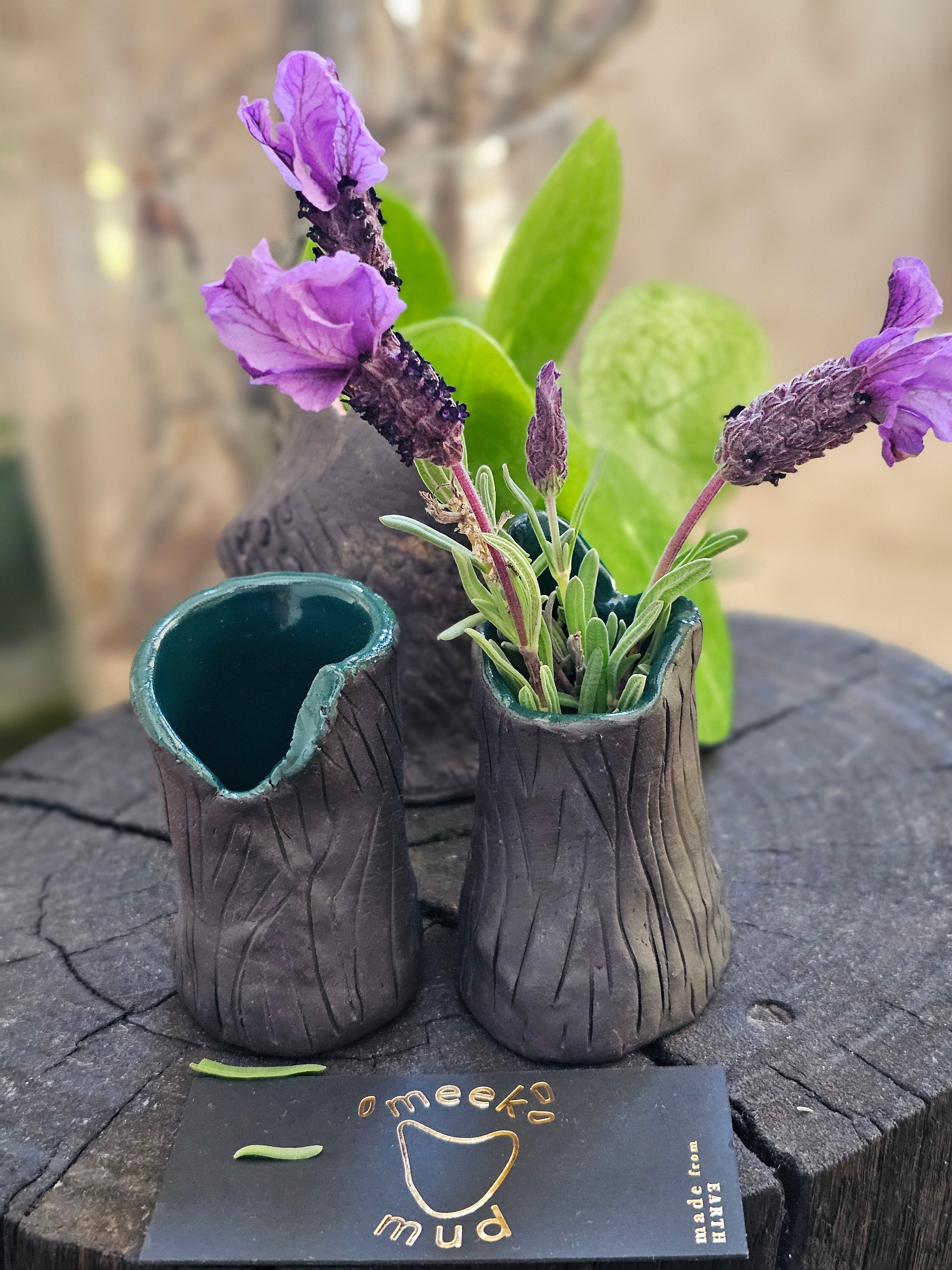 Natural Forest & Peacock- Ceramics by Meek Mud ceramics meek mud Log Bud Vase (70mm) 