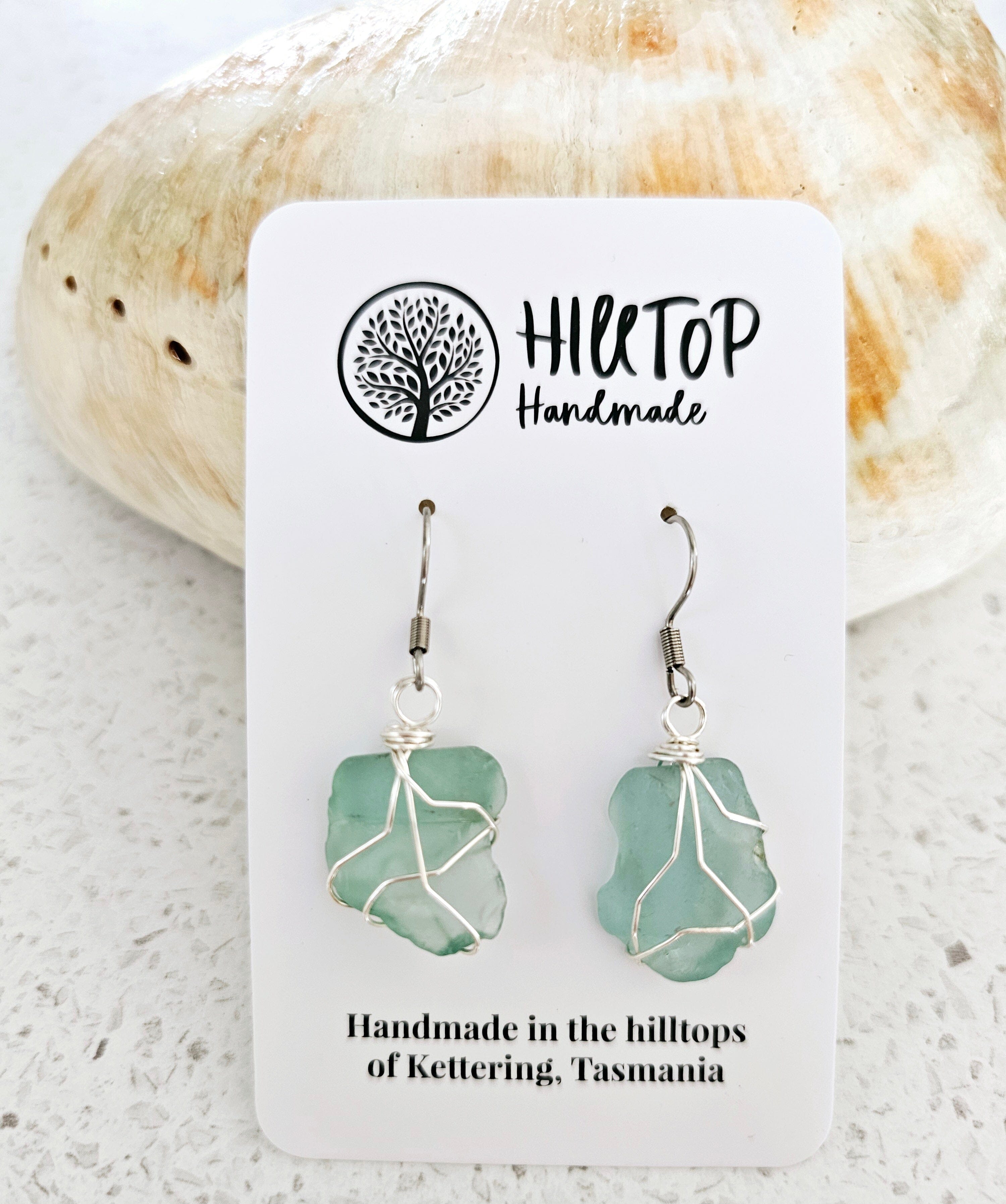 Diamonds of the Sea Drop Earrings - Hill Top Handmade Earrings Hilltop Handmade Hook Drops Silver & Sea 1 