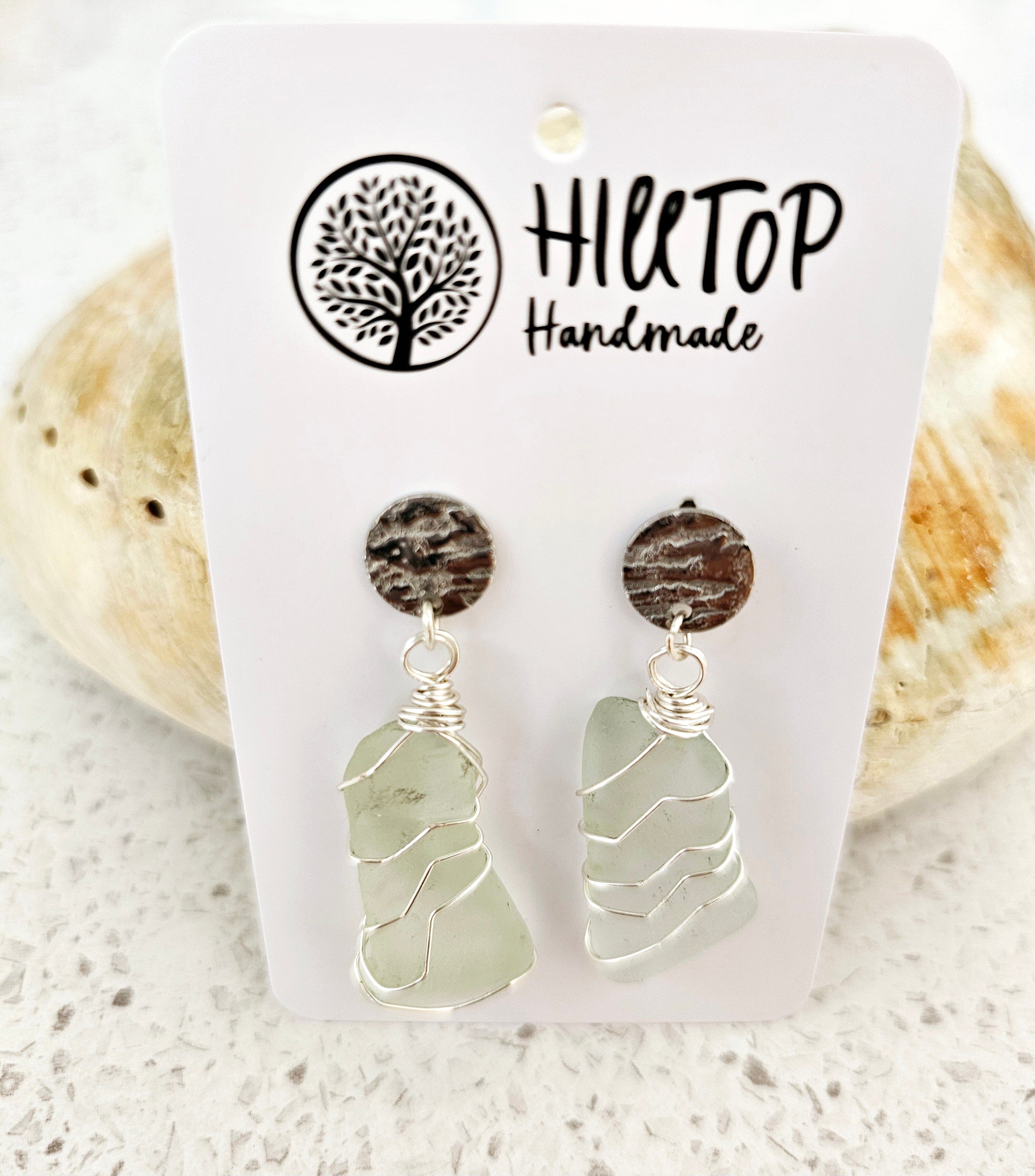 Diamonds of the Sea Drop Earrings - Hill Top Handmade Earrings Hilltop Handmade Stud Drop Silver & Frost 