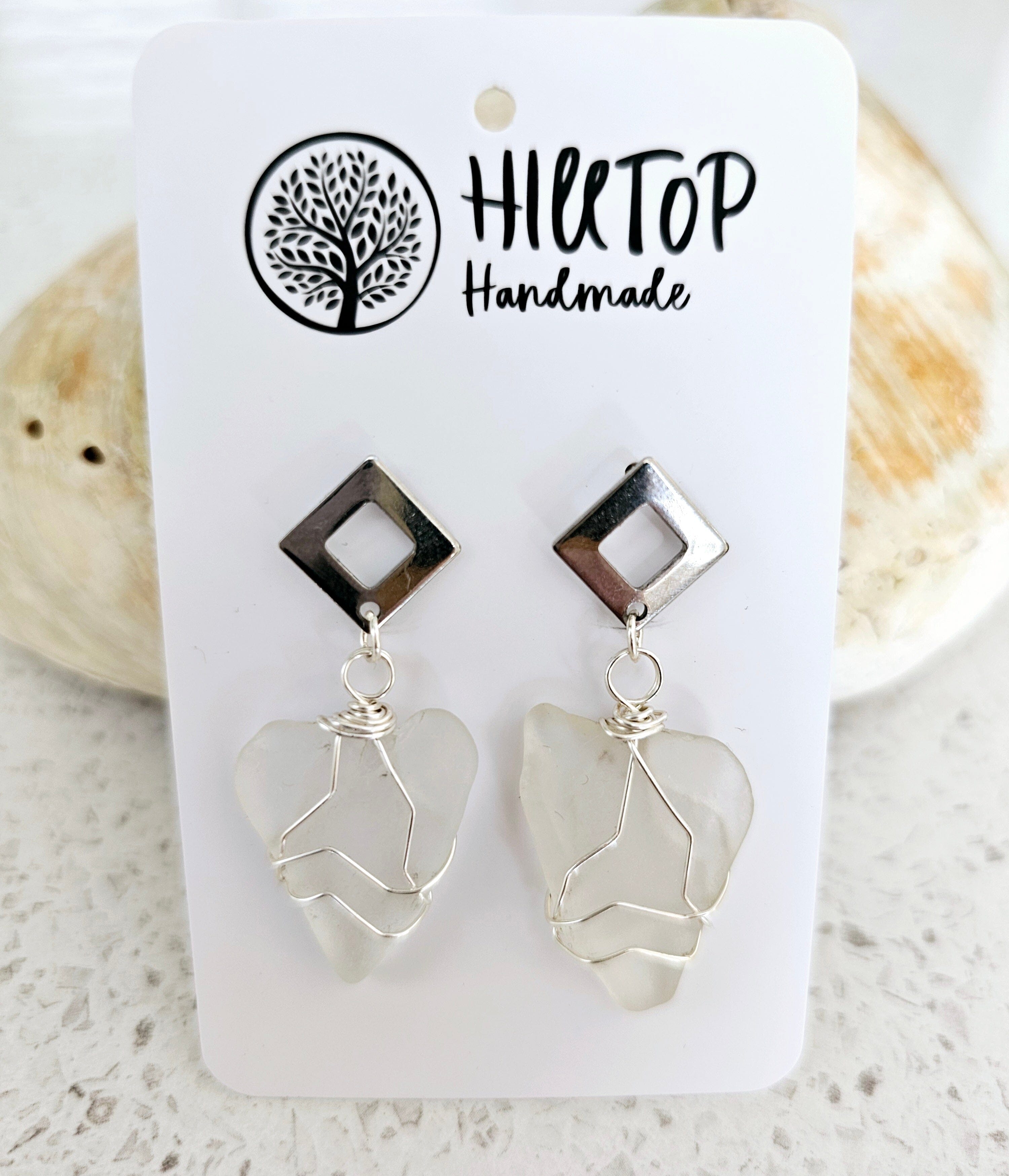 Diamonds of the Sea Drop Earrings - Hill Top Handmade Earrings Hilltop Handmade Stud Drop Silver & Frost 2 