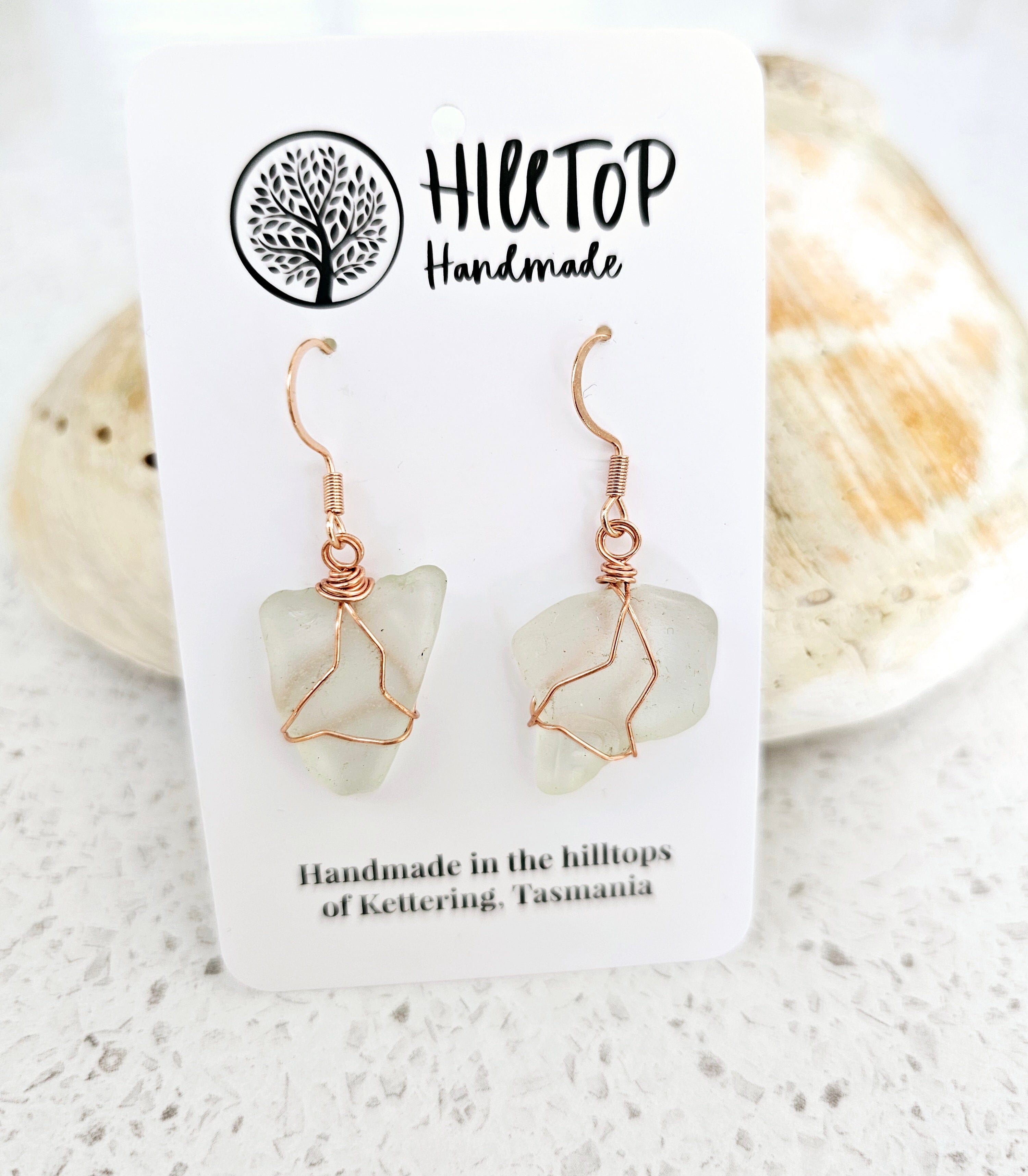 Diamonds of the Sea Drop Earrings - Hill Top Handmade Earrings Hilltop Handmade Hook Drops Rose Gold & Frost 