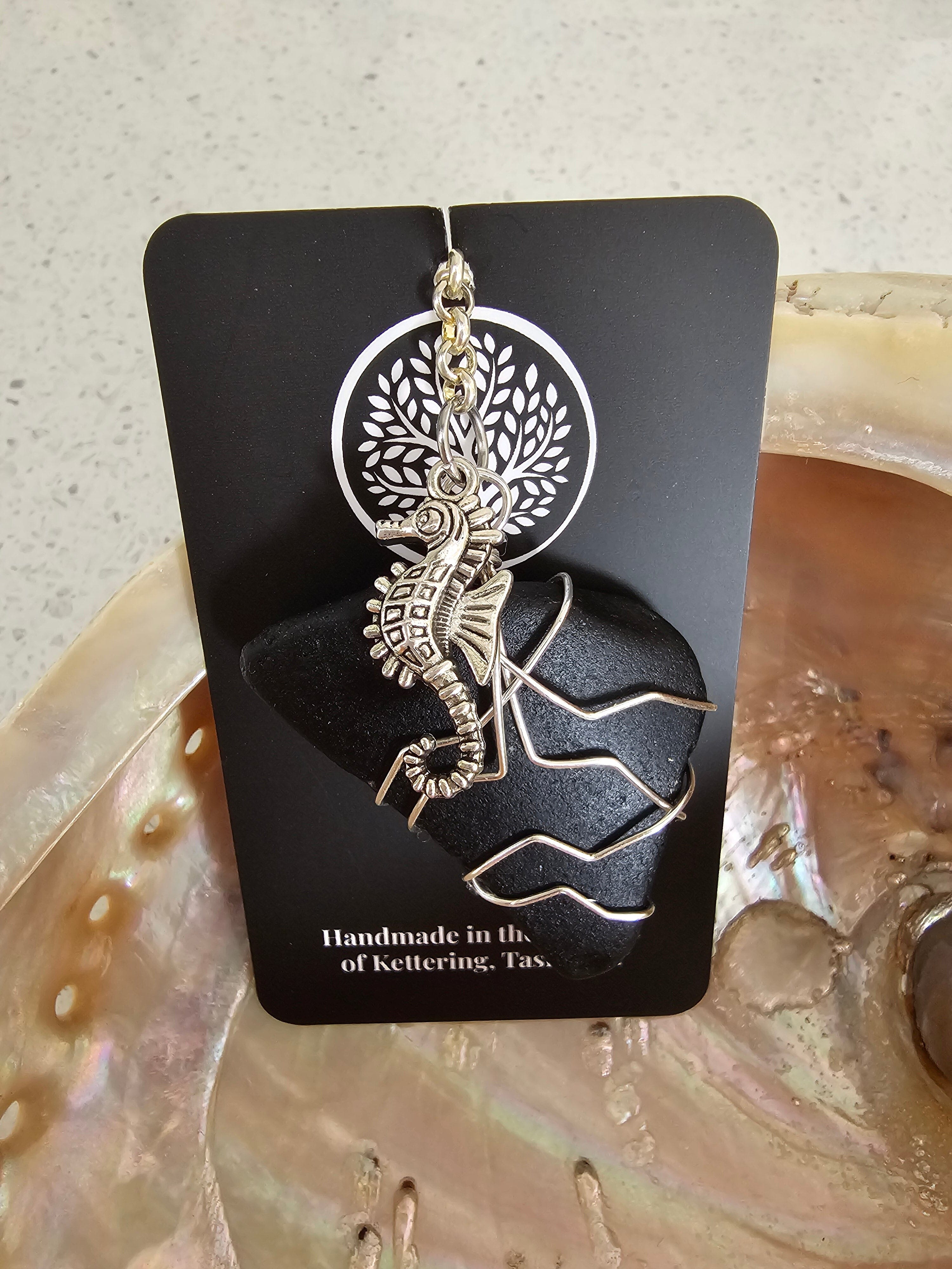 Diamonds of the Sea Keychain - Hill Top Handmade keychain Hilltop Handmade Silver Seahorse 