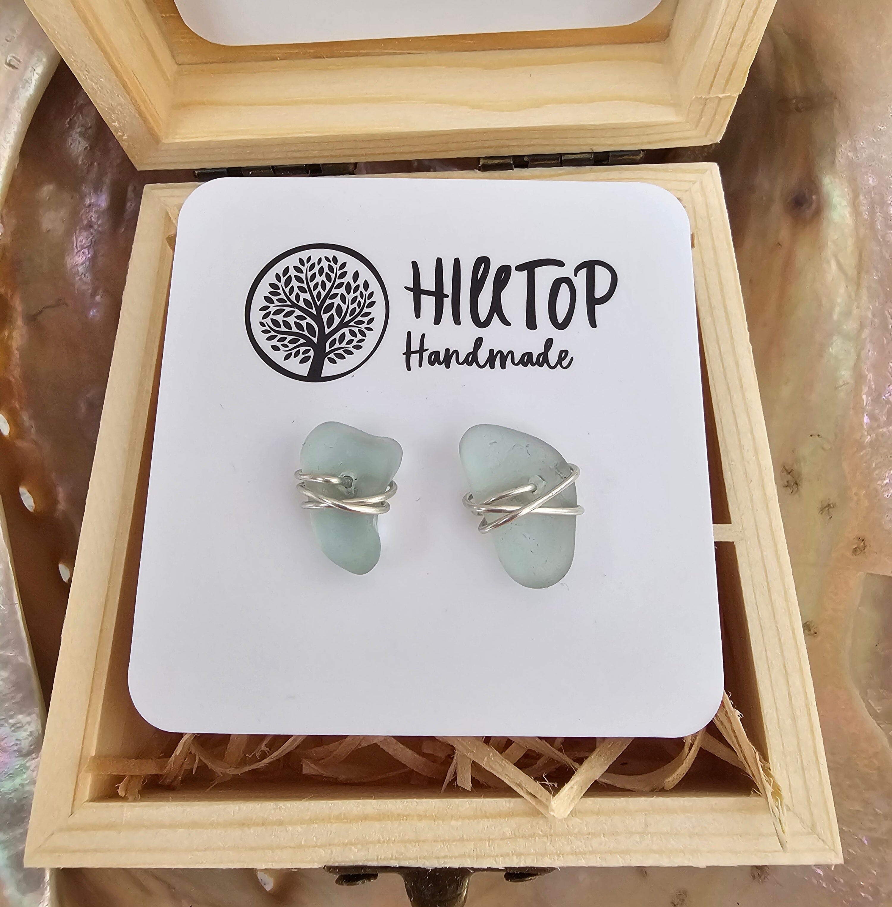 Diamonds of the Sea Stud Earrings - Hill Top Handmade Earrings Hilltop Handmade Studs Silver & Sea 1 