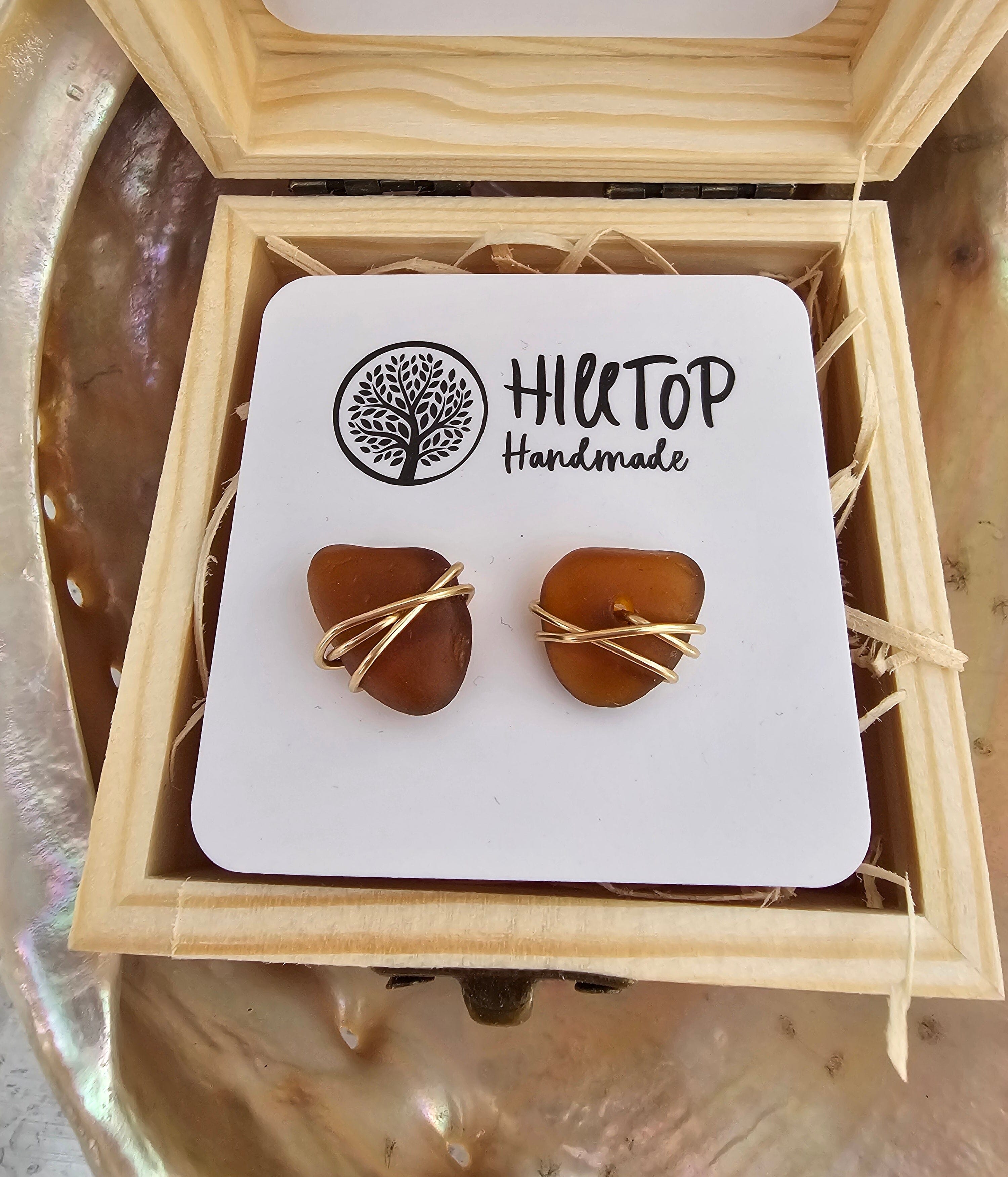 Diamonds of the Sea Stud Earrings - Hill Top Handmade Earrings Hilltop Handmade Studs Gold & Coke 