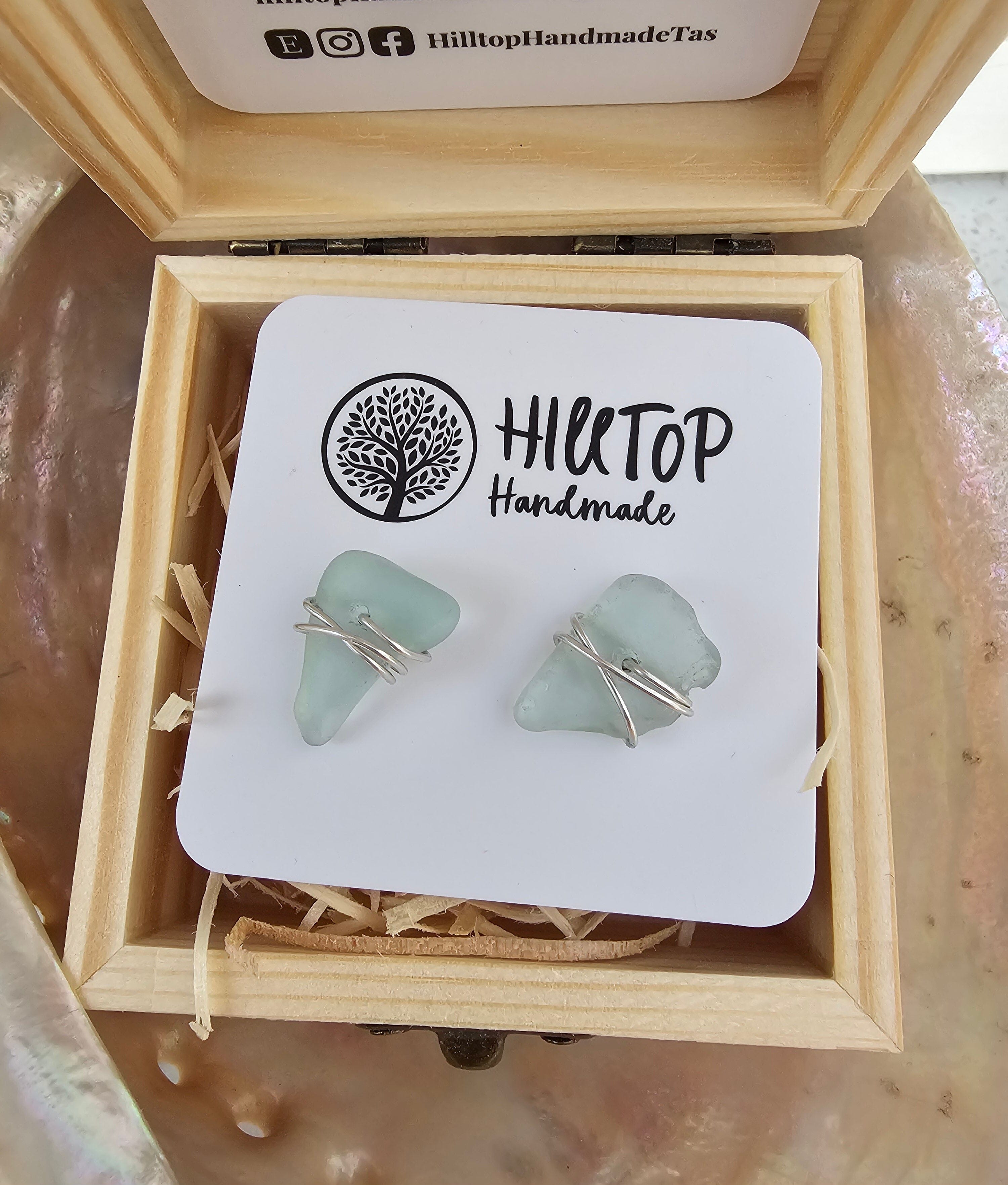 Diamonds of the Sea Stud Earrings - Hill Top Handmade Earrings Hilltop Handmade Studs Silver & Sea 2 