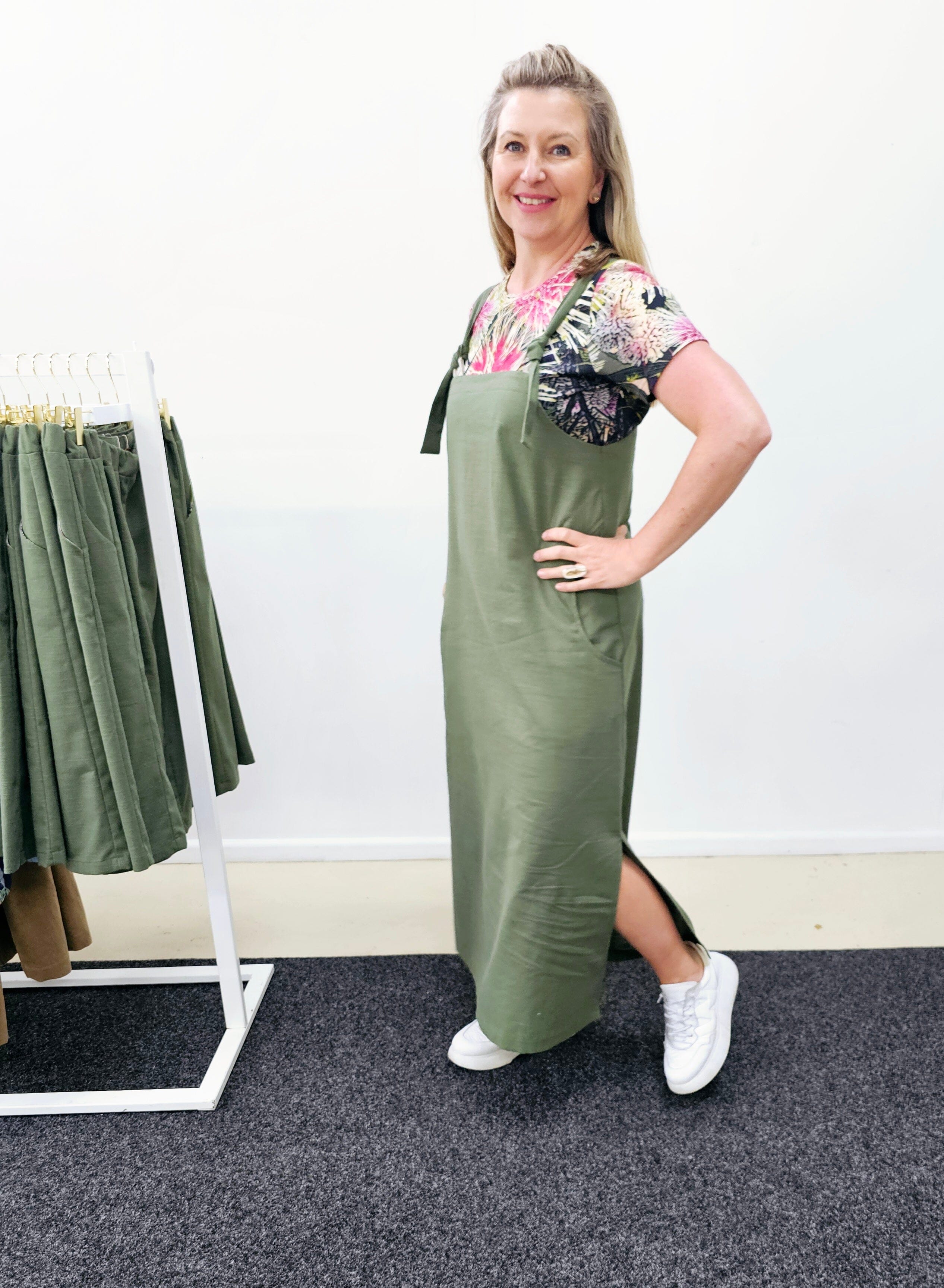 Maxi Apron Pinni - Organic Fern Hemp Dresses The Spotted Quoll 