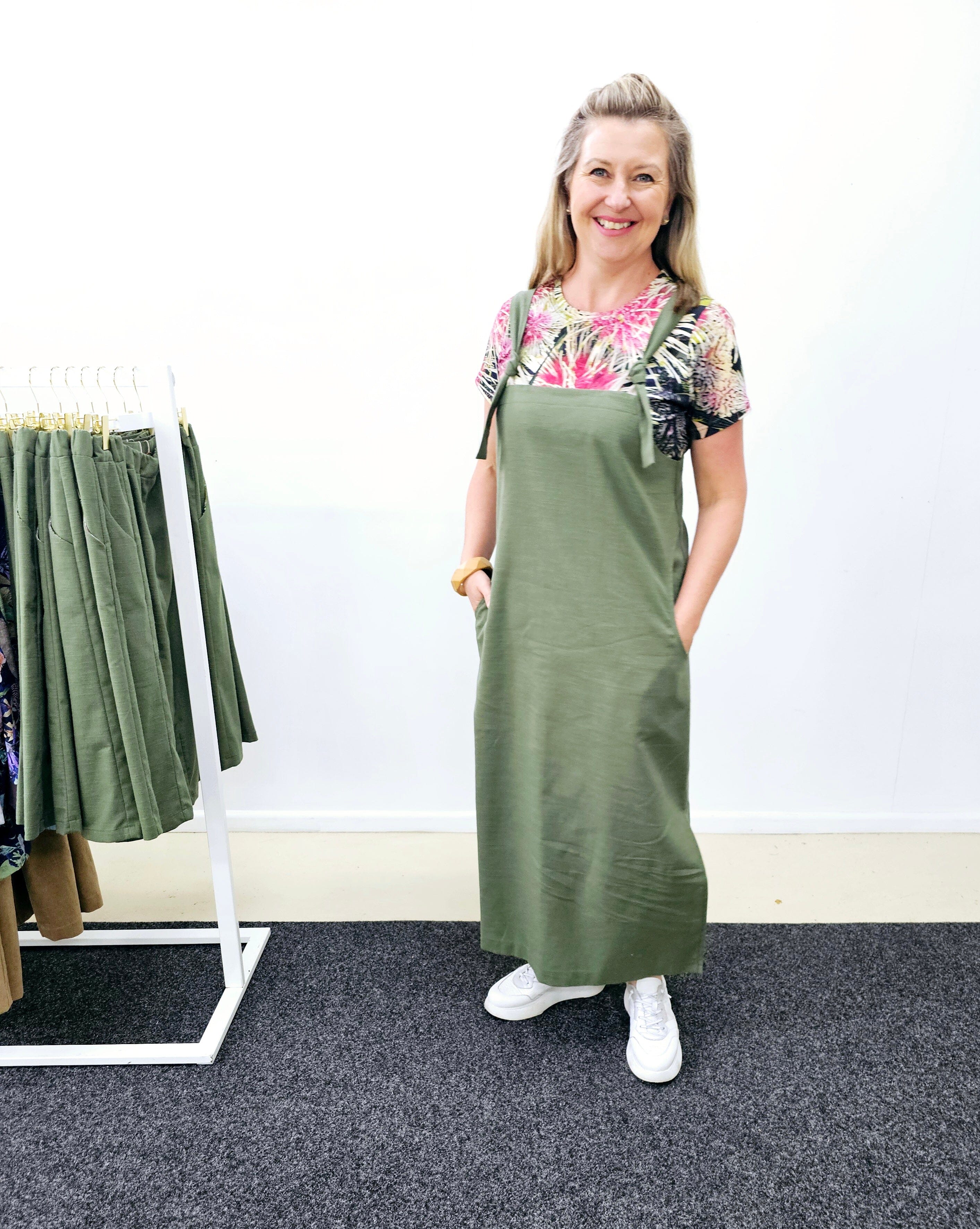 Maxi Apron Pinni - Organic Fern Hemp Dresses The Spotted Quoll 