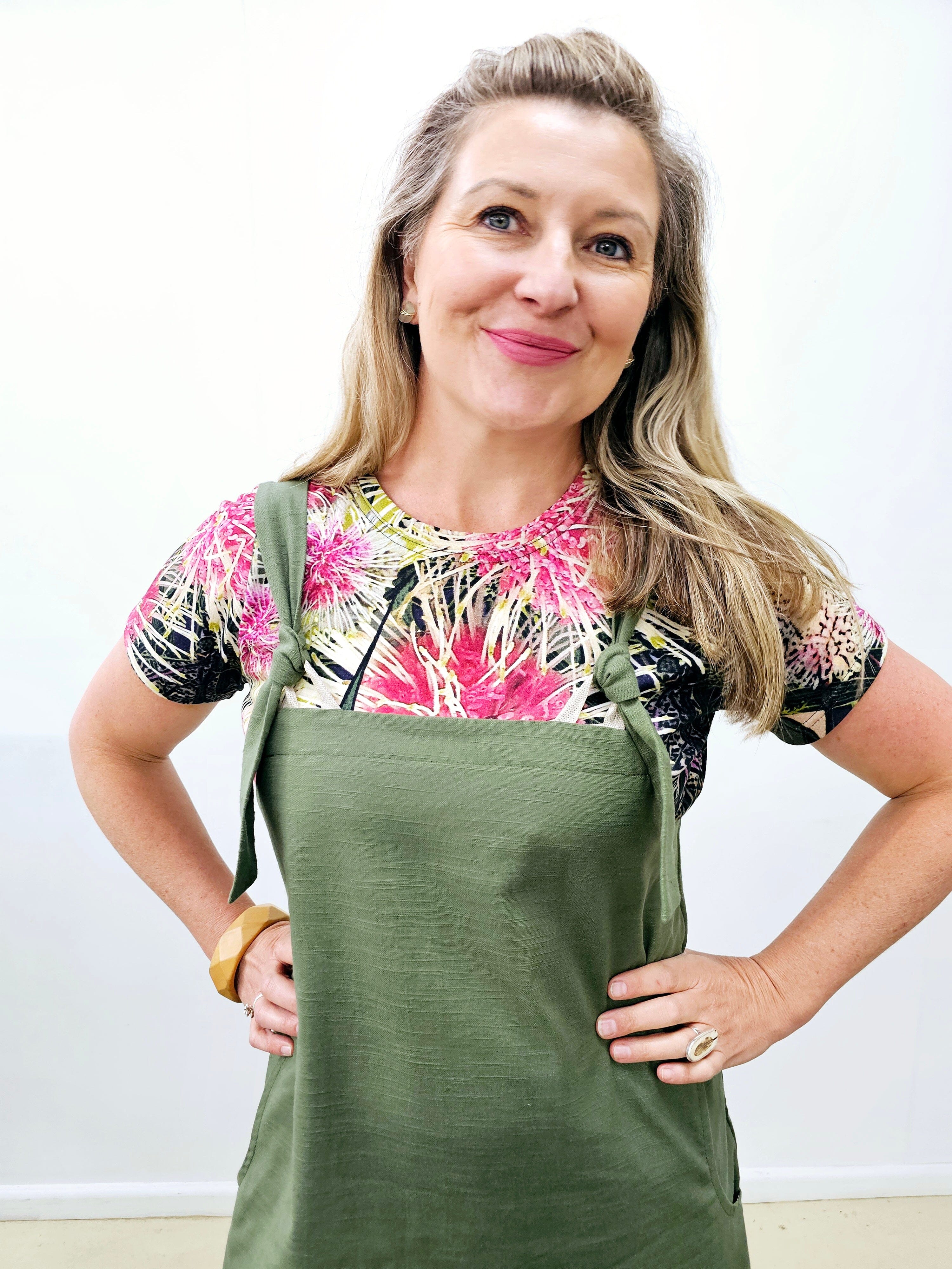 Maxi Apron Pinni - Organic Fern Hemp Dresses The Spotted Quoll 