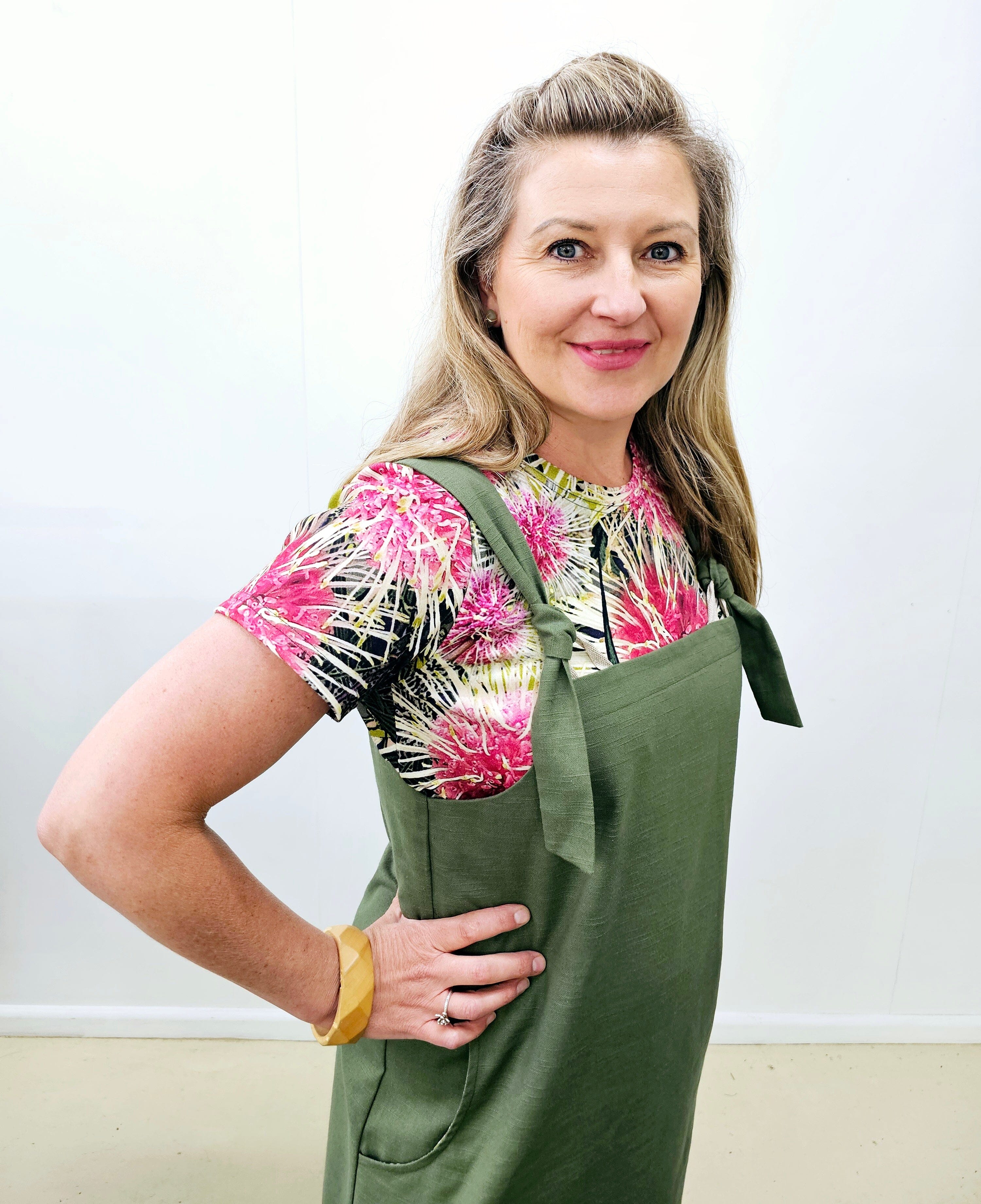 Maxi Apron Pinni - Organic Fern Hemp Dresses The Spotted Quoll 