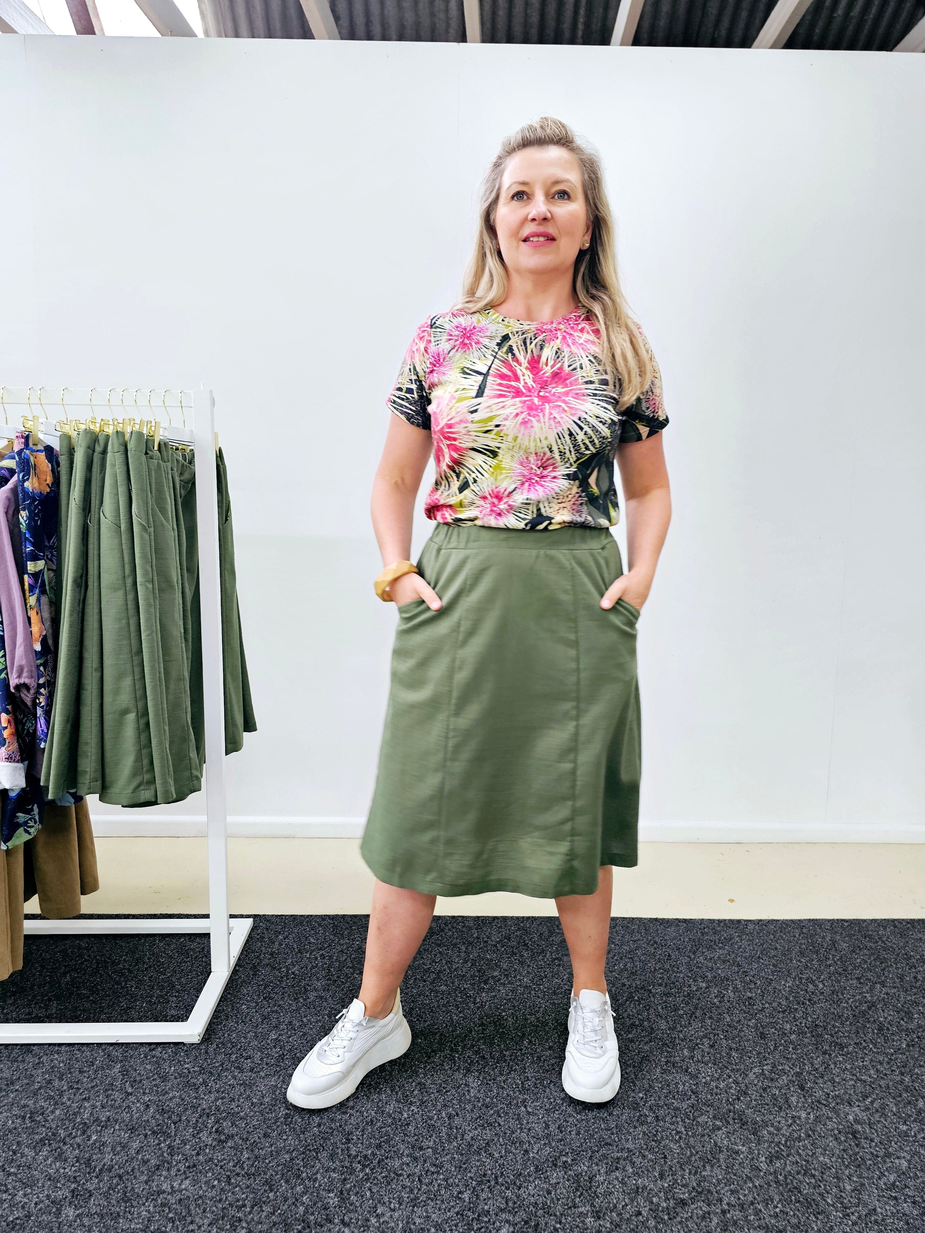 Dani Straight Skirt - Fern Hemp Skirt The Spotted Quoll 