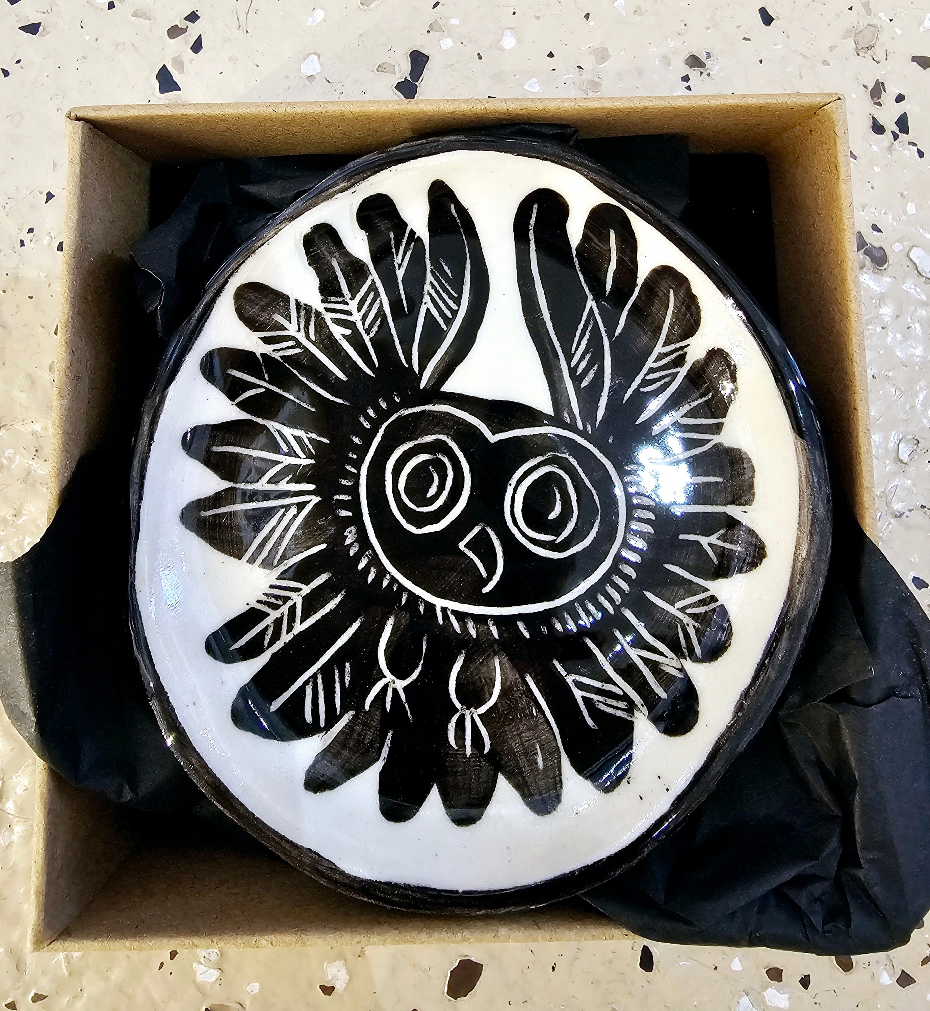 Aurora Fae Gift Box Trinket Dishes Ceramics The Aurora Fae Swooping Owl Black 