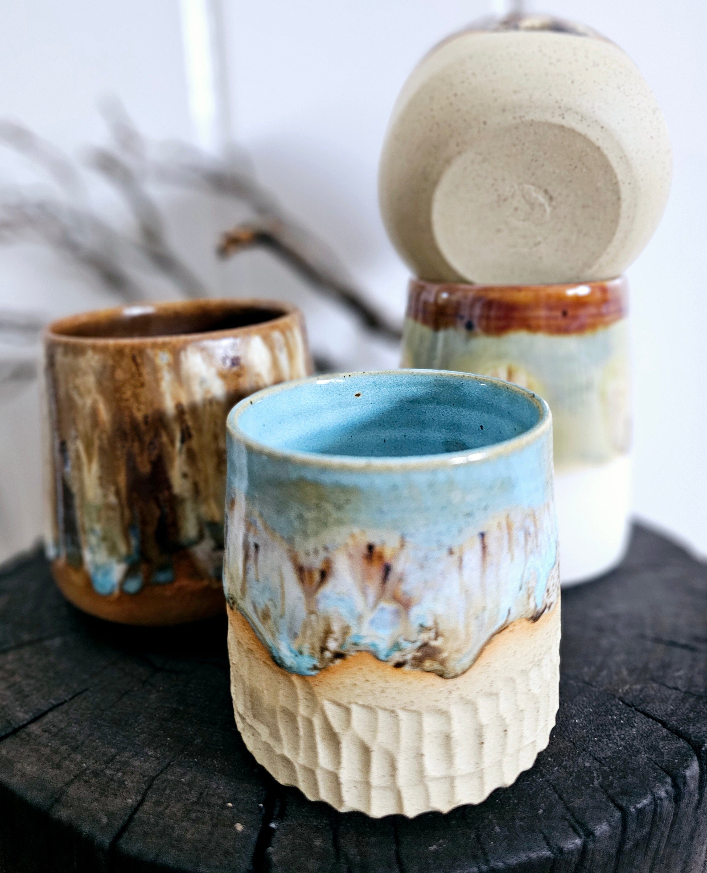 Blackwood Ceramics Dimple Cups Ceramics Blackwood Ceramics Espresso Sea Foam 