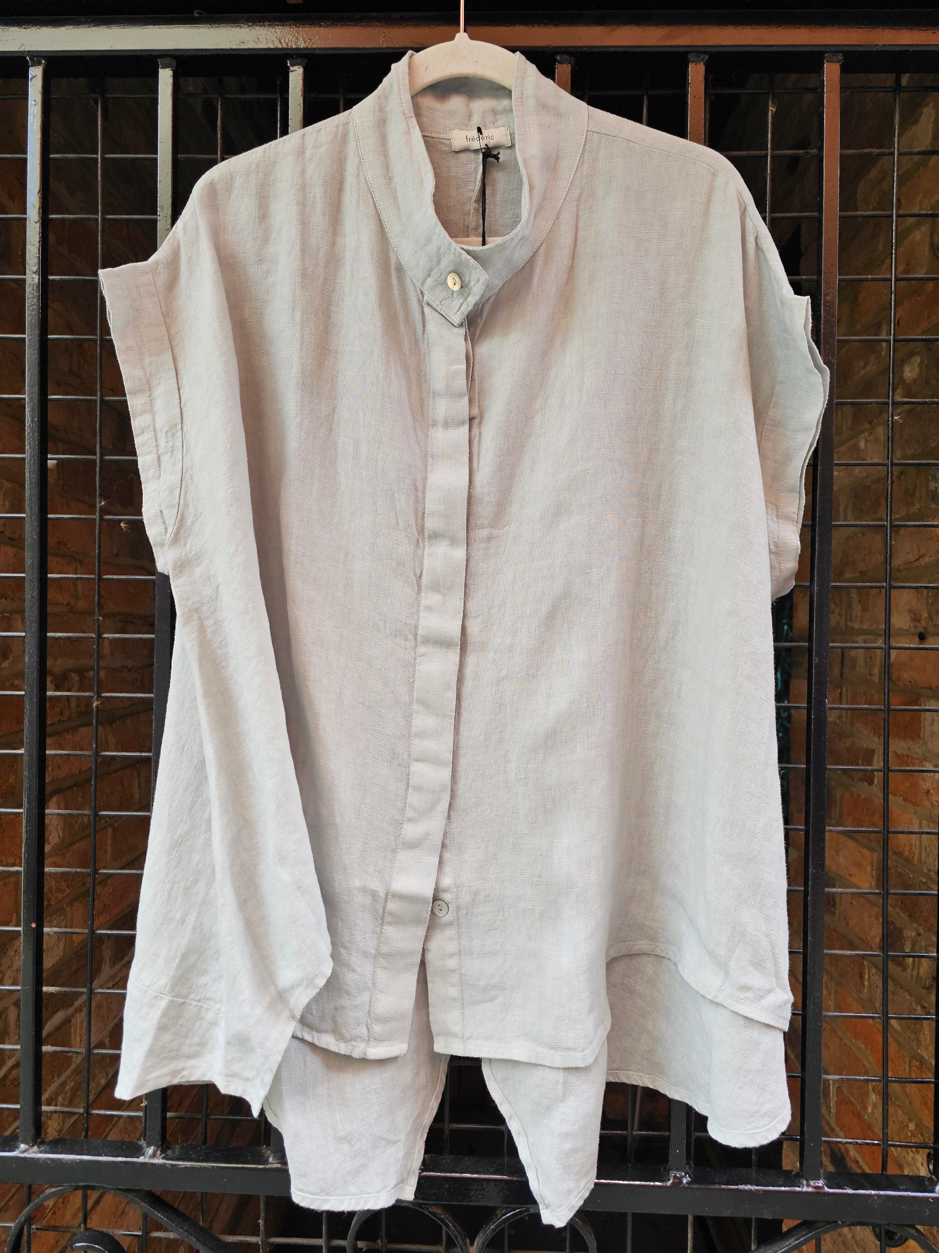 Frederic Marcella Linen button up shirt Linen Etika Silver 