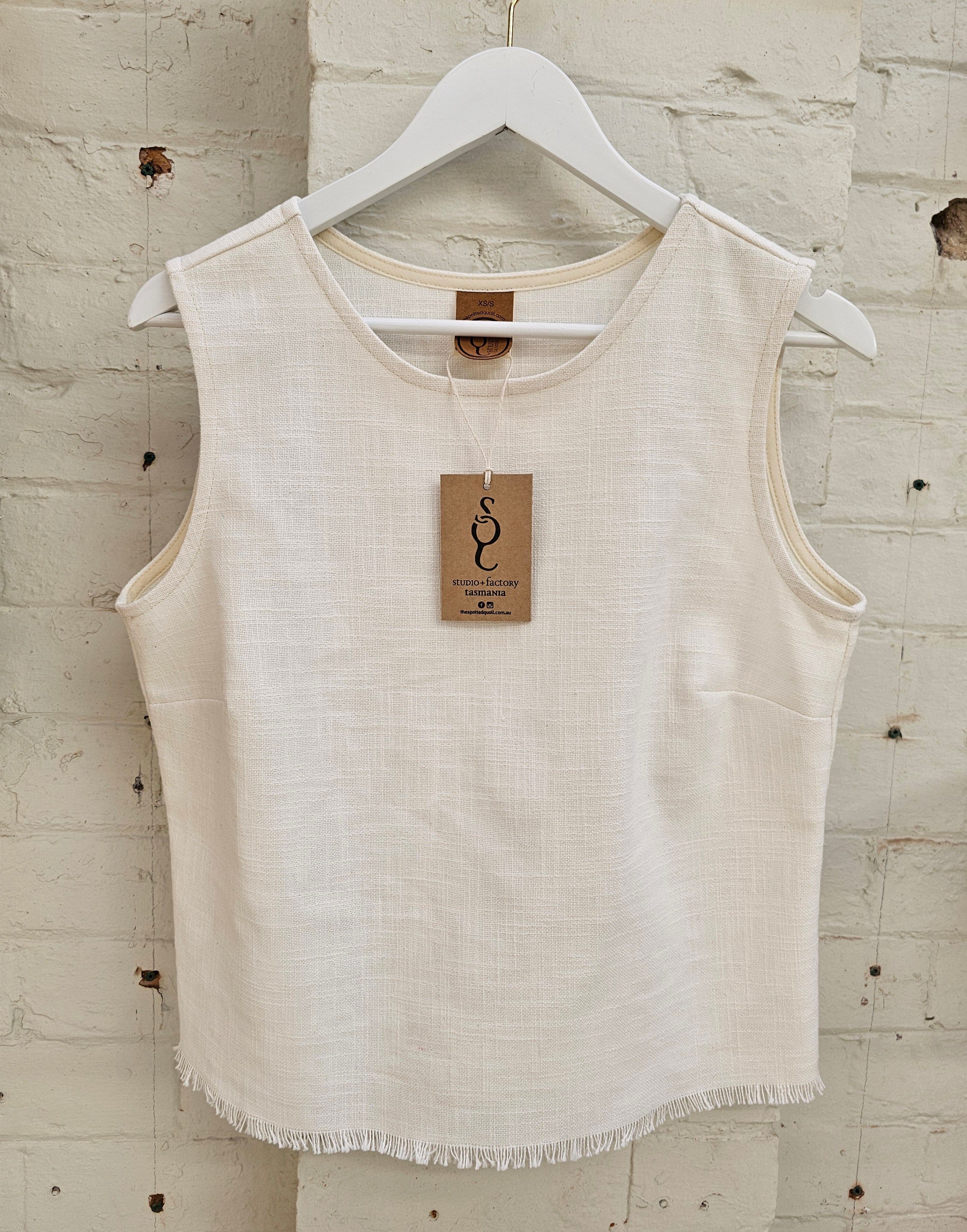 Frayed Hemp Slub Tank Shirts & Tops The Spotted Quoll 