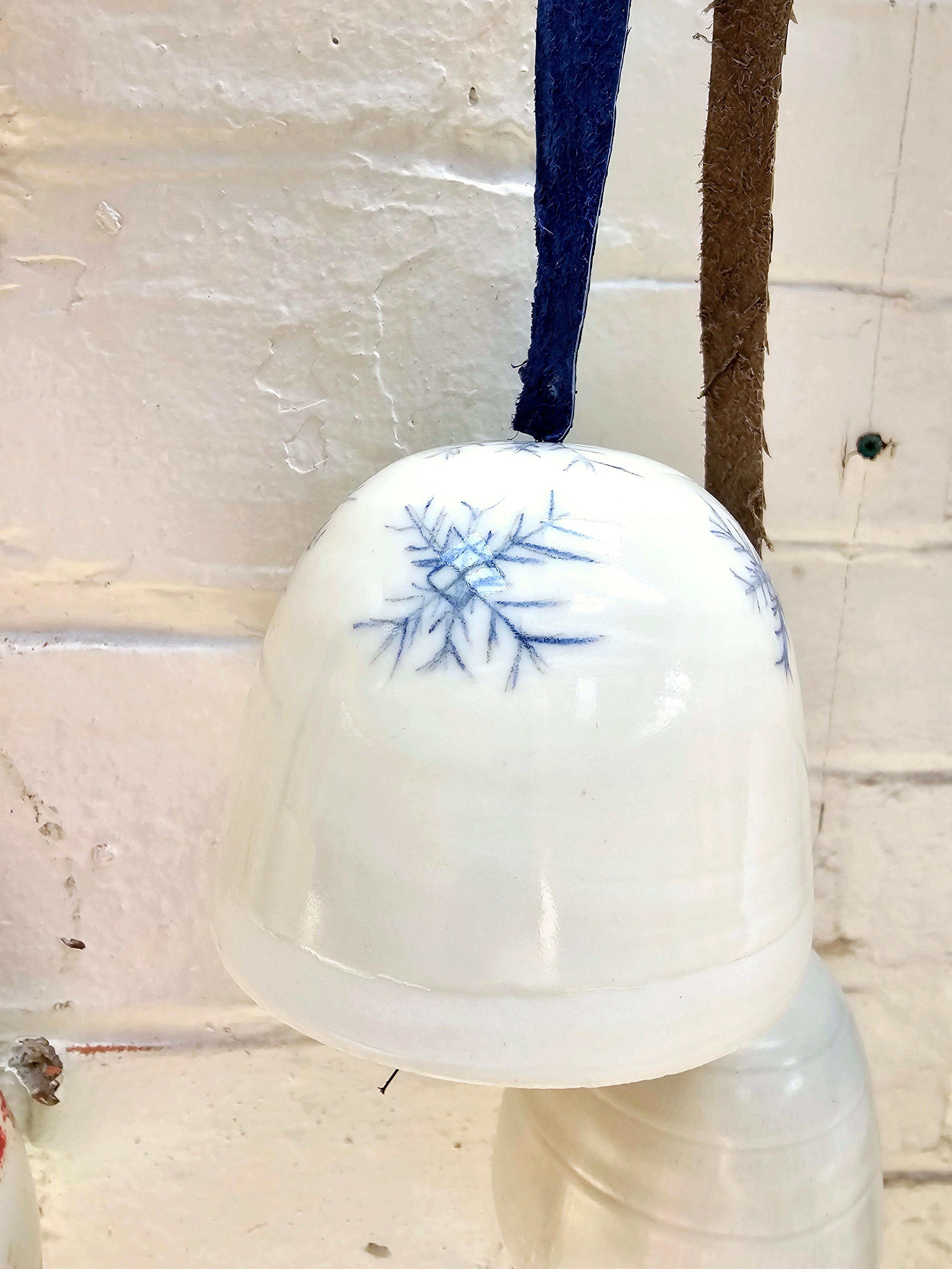 Arny Gyda Porcelain Bells - Tasmania ceramics Arny Gyda Blue Snow Flakes 1 