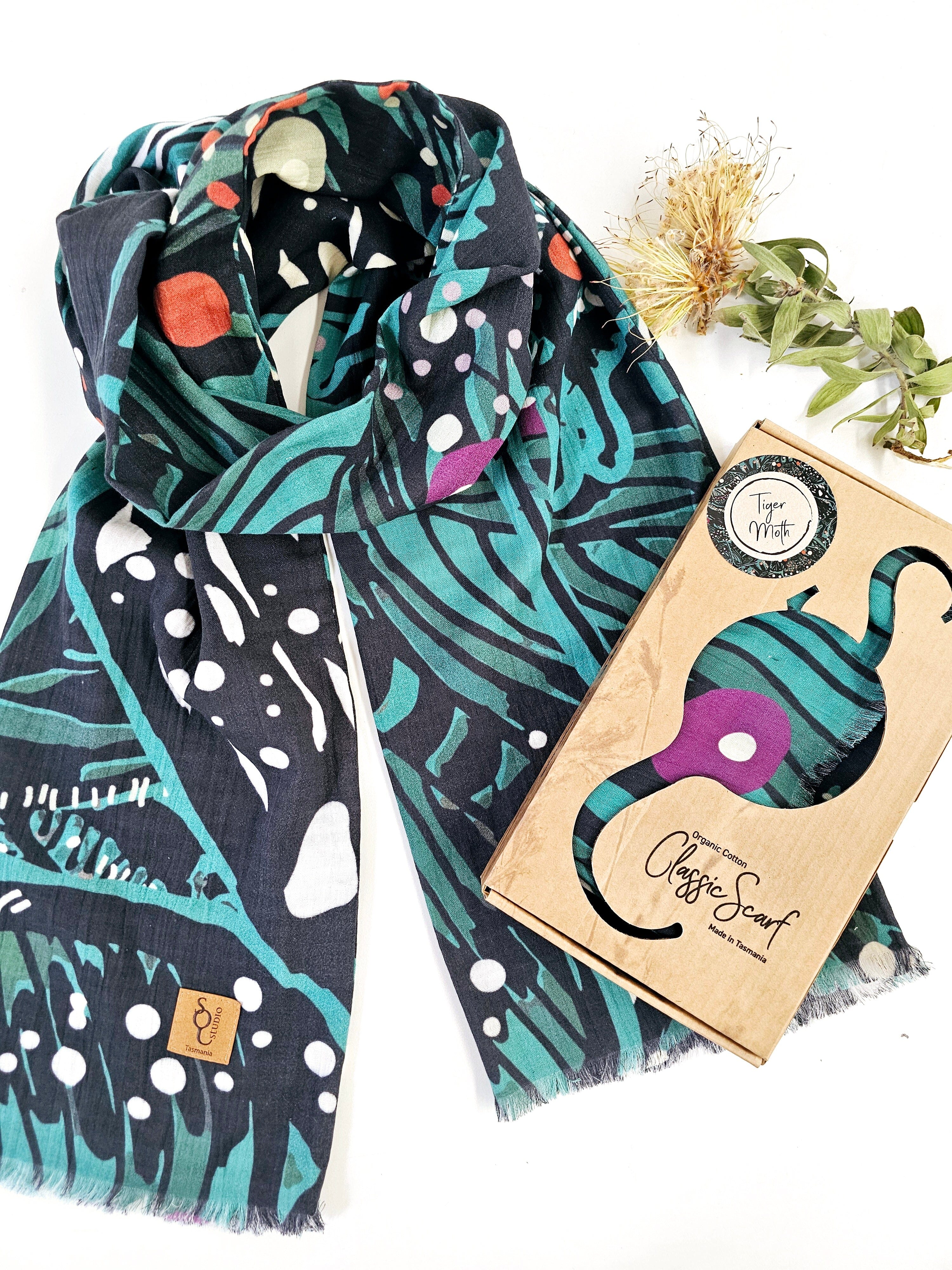 Tiger Moth Organic Cotton Scarf scarf The Spotted Quoll 