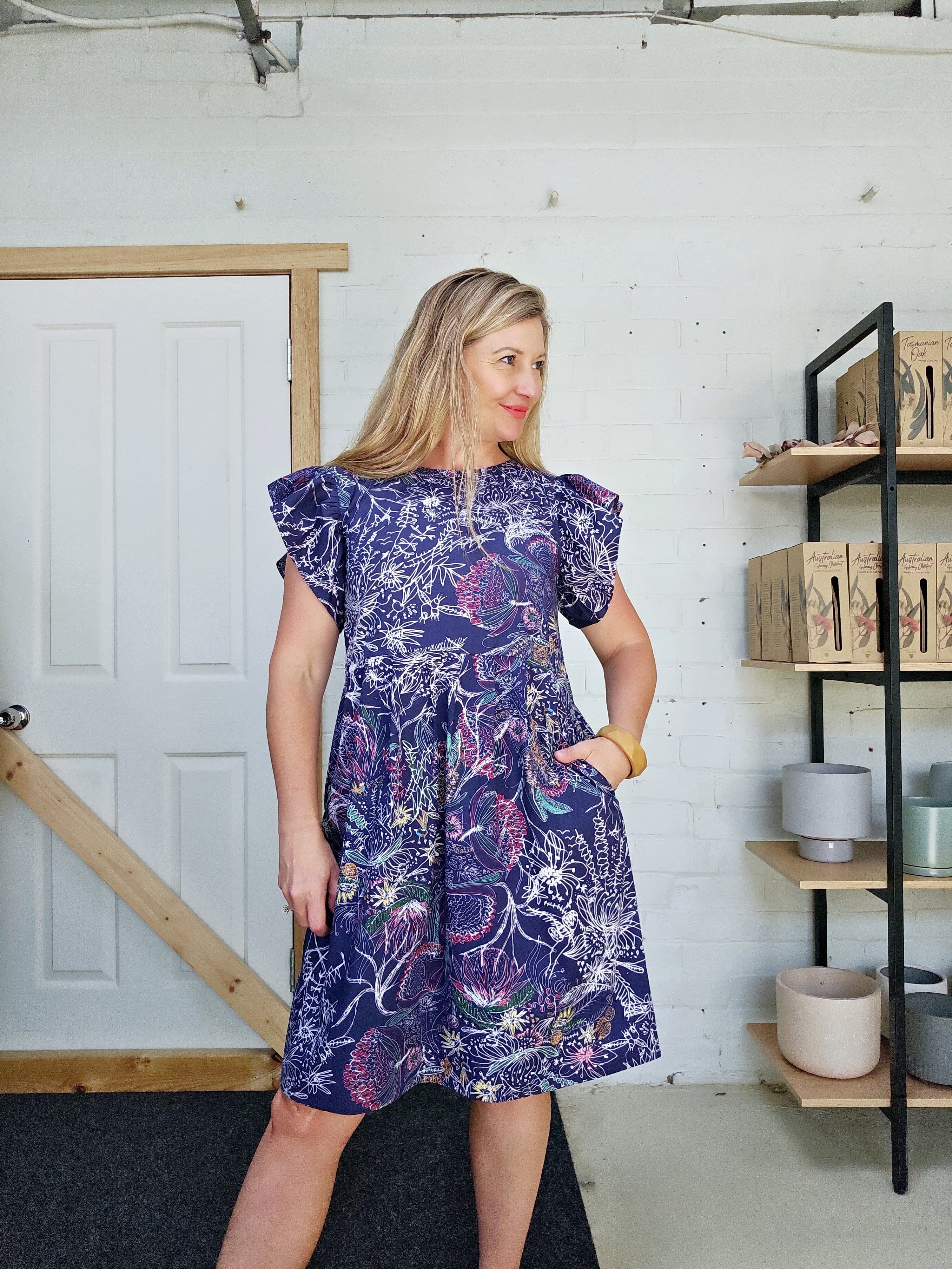 Organic Frilled Frock - Wildflowers Dress The Spotted Quoll 