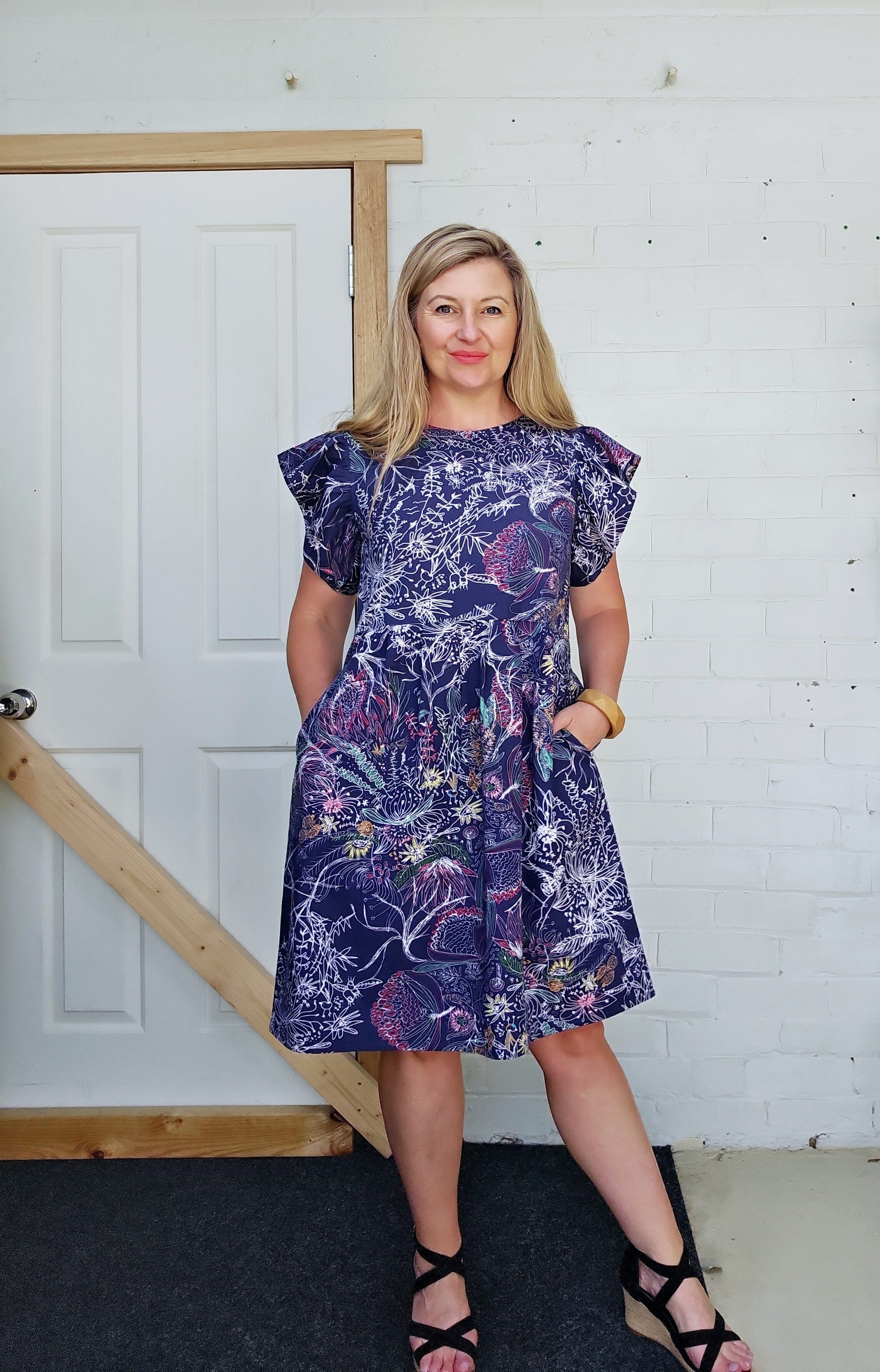 Organic Frilled Frock - Wildflowers Dress The Spotted Quoll 