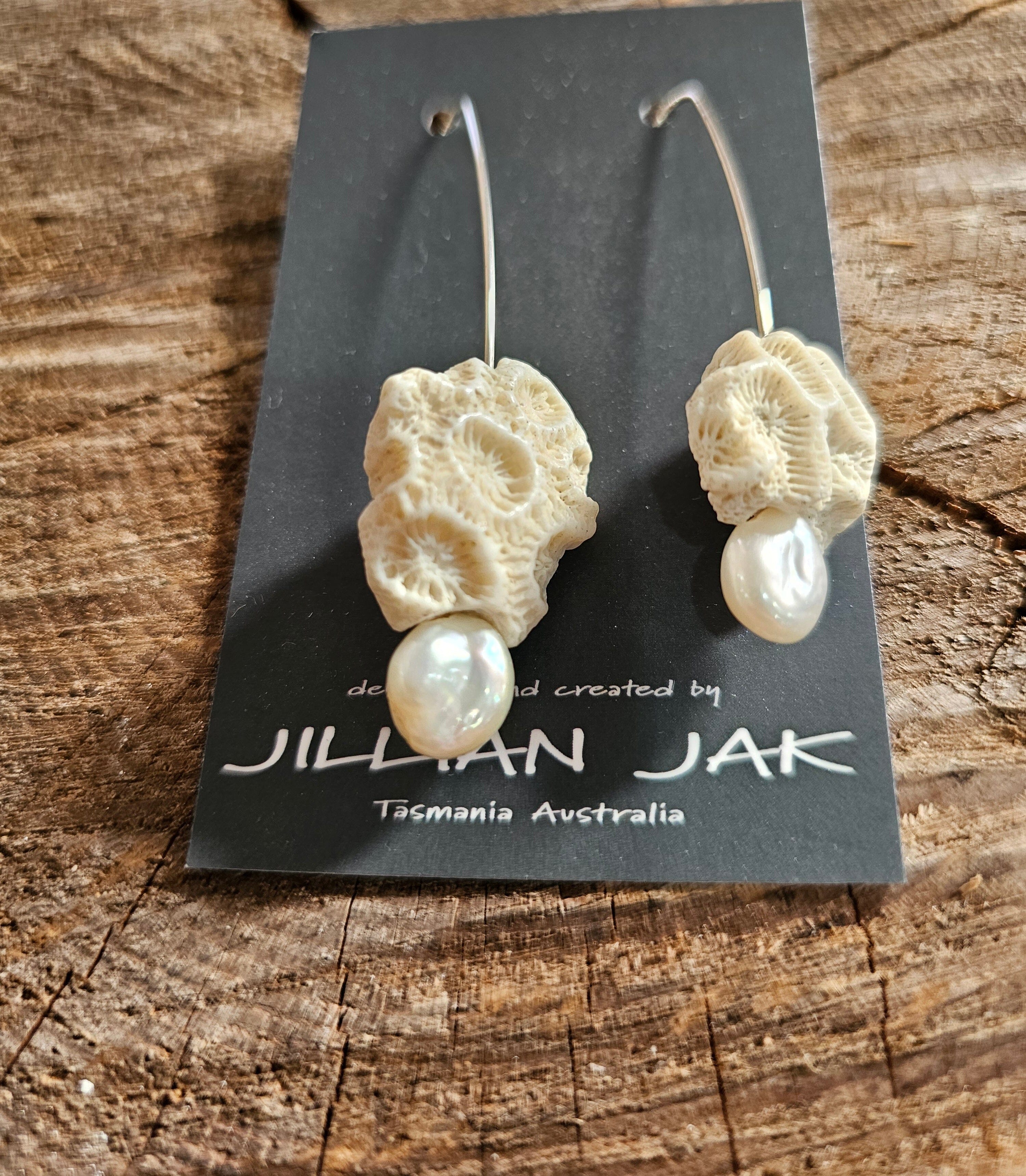 Oceans - Jillian Jak (Copy) Earrings Jillian Jak Aysmetrical Coral & Peral Drop 