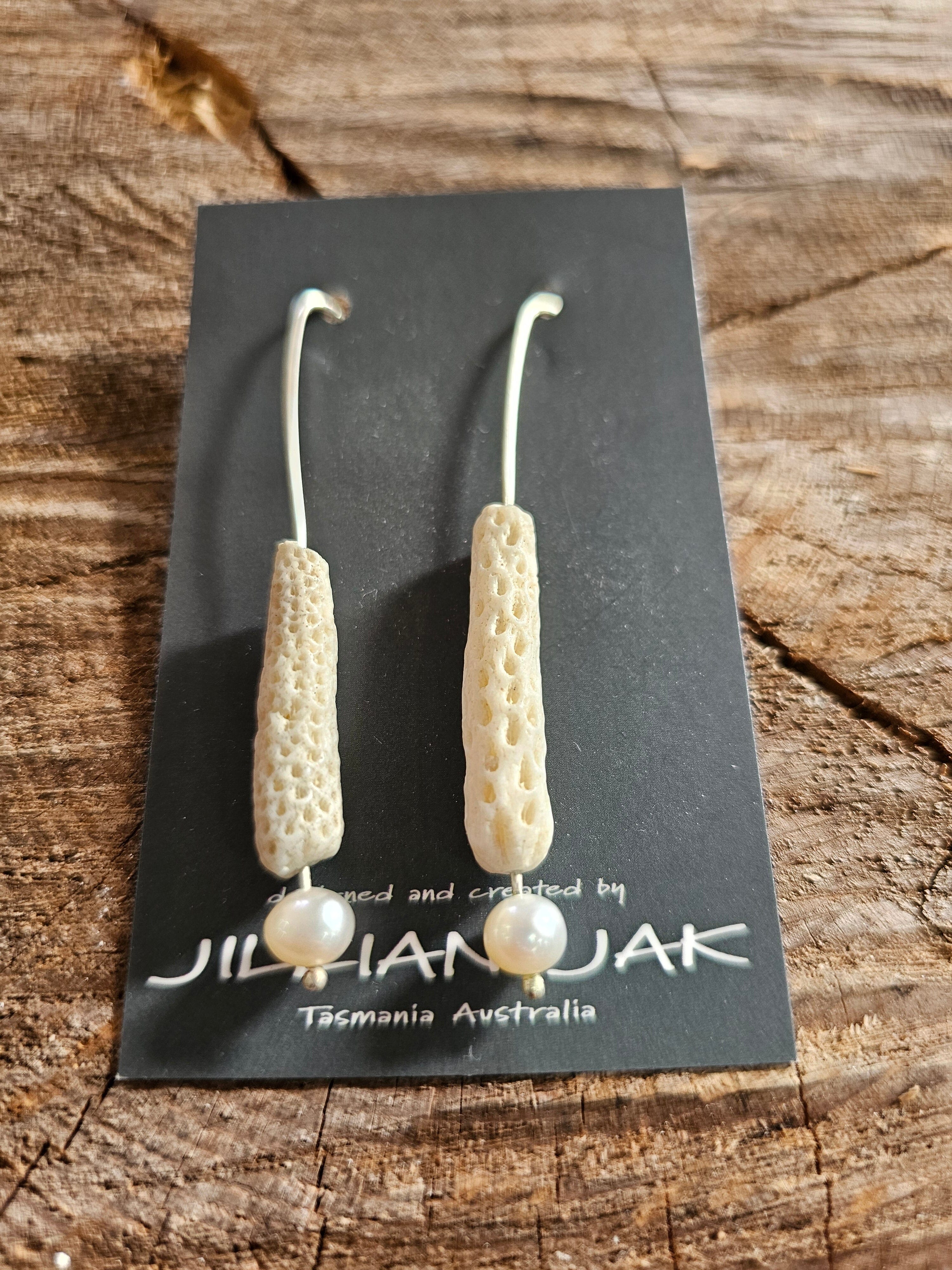 Oceans - Jillian Jak (Copy) Earrings Jillian Jak Long Coral & Pearl Drop 