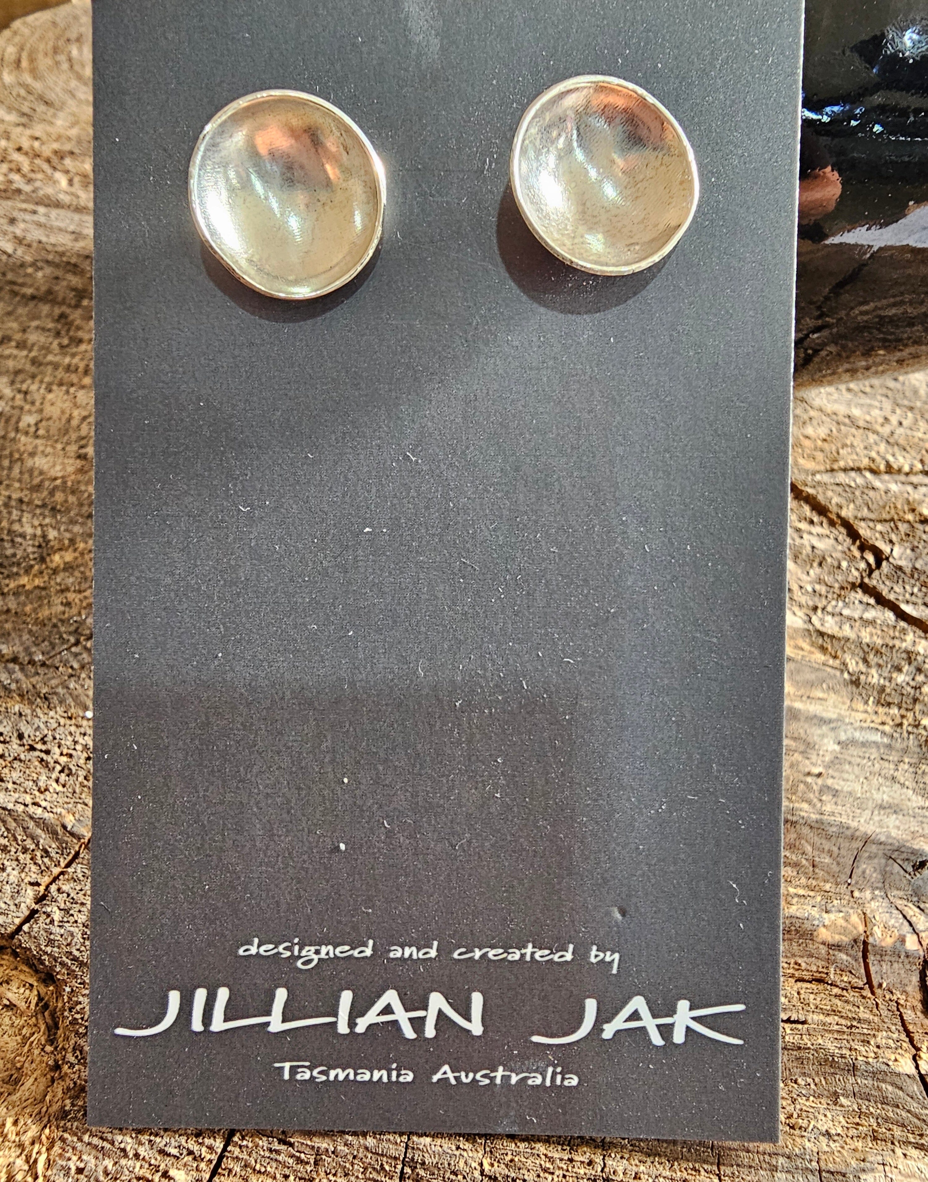 Oxidized & Silver Studs by Jillian Jak Earrings Jillian Jak Silver Concave Med 