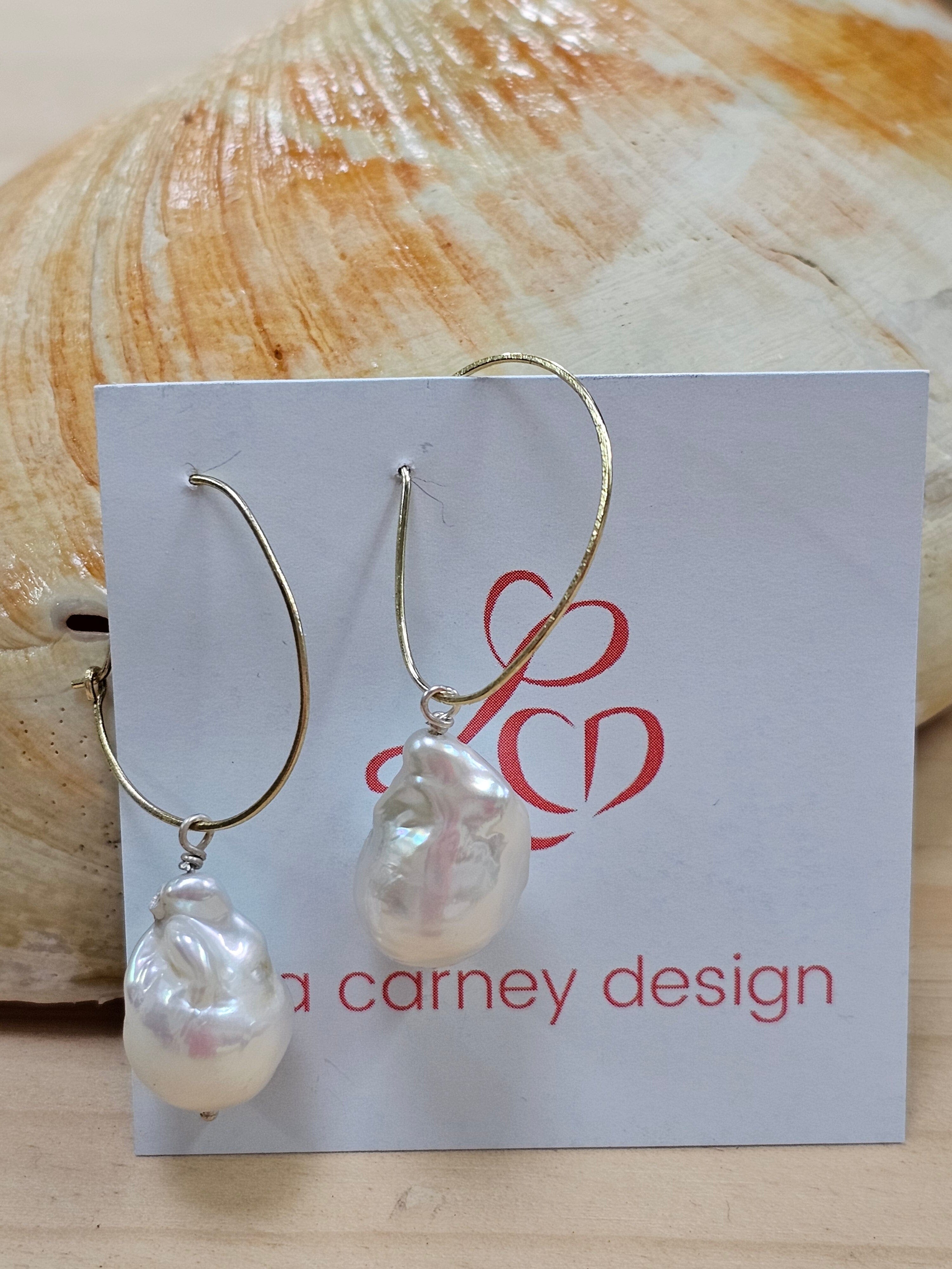 The Sea Collection - Lisa Carney Jewellery Lisa Carney Designs Baroque Pearl Hoops 