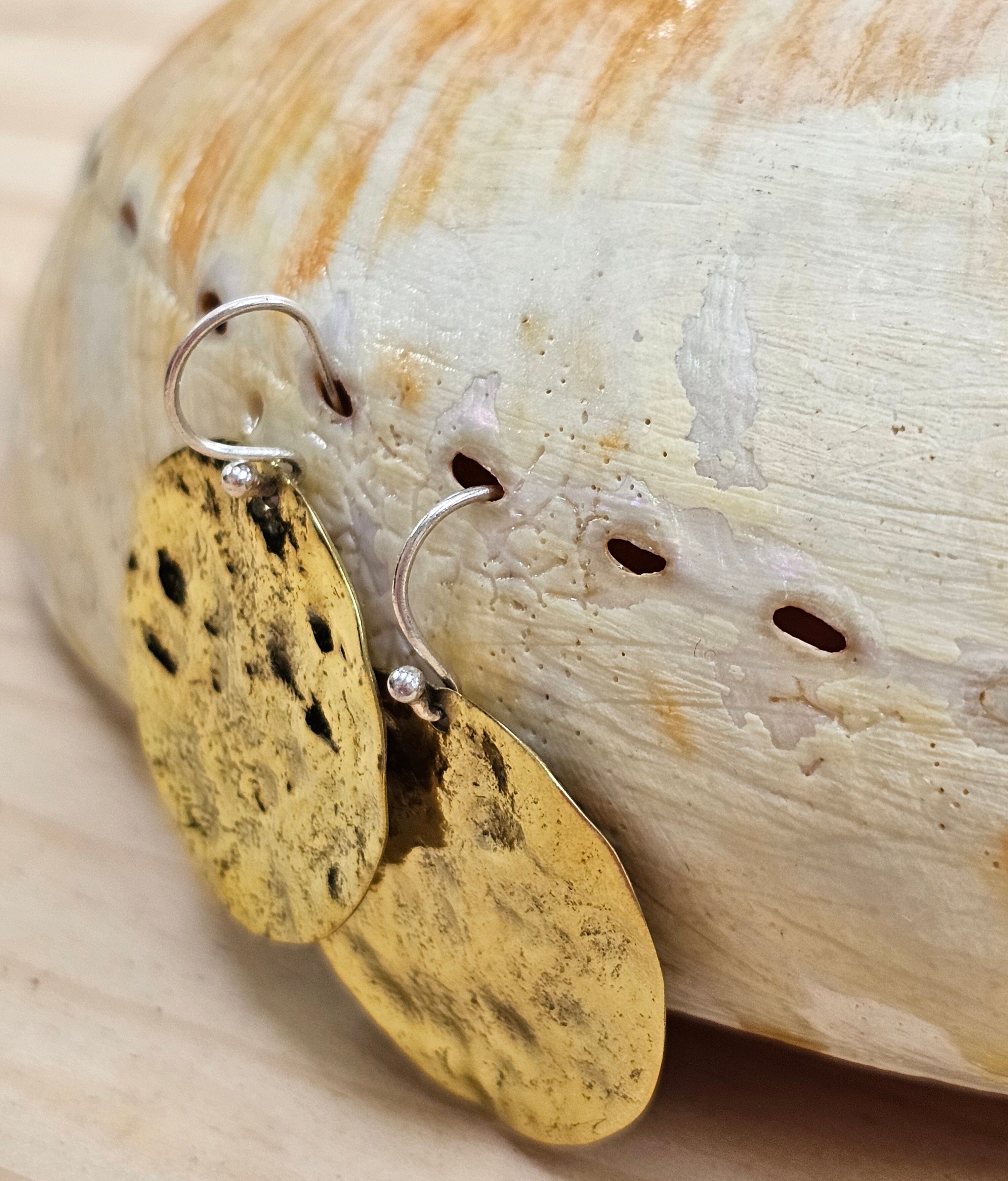 Hammered Collection - Lisa Carney Jewelry Lisa Carney Designs Moon Disc Earrings Gold Plated 