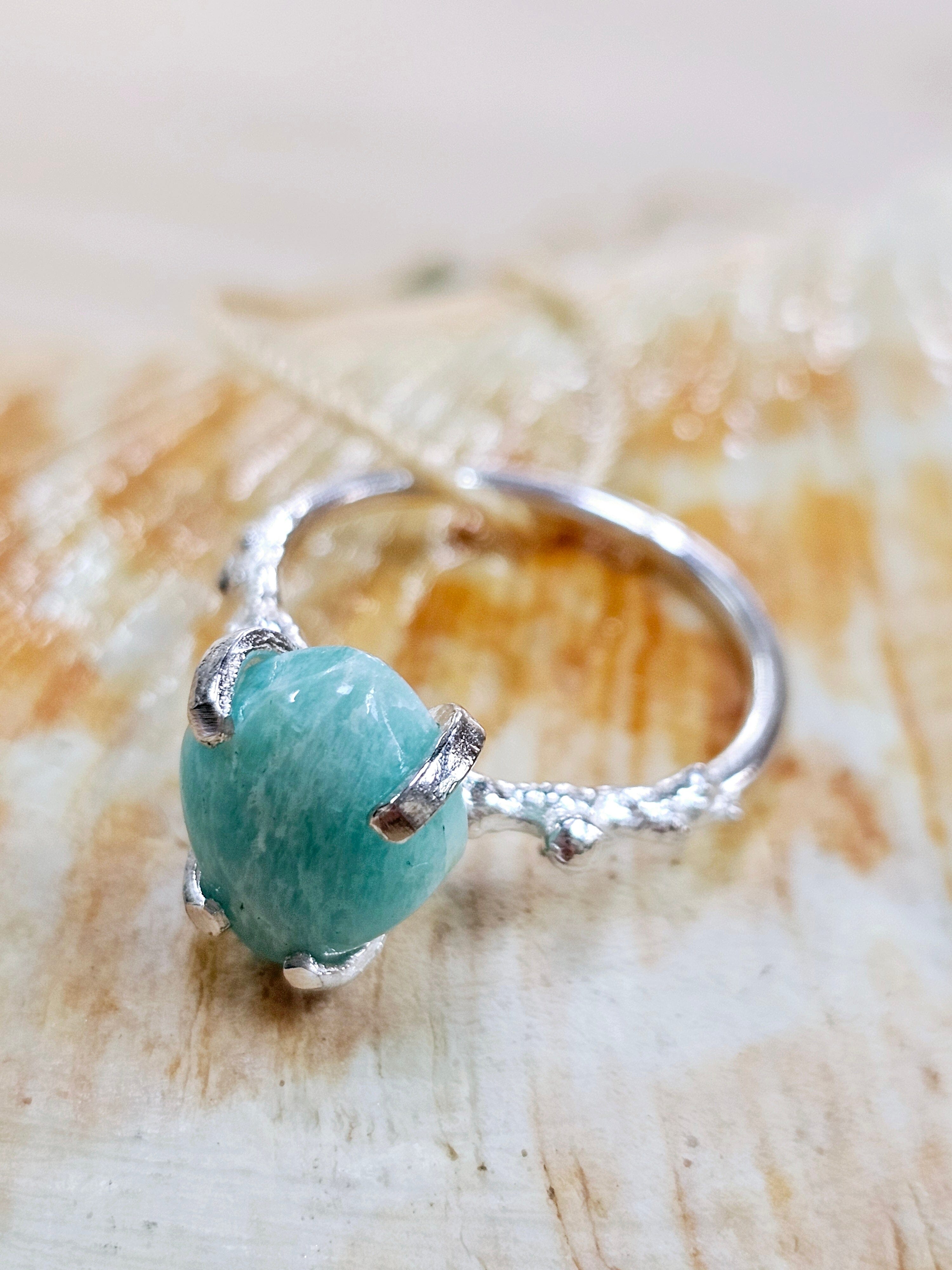 The Sea Collection - Lisa Carney Jewellery Lisa Carney Designs Amazonite Silver Claw Ring 