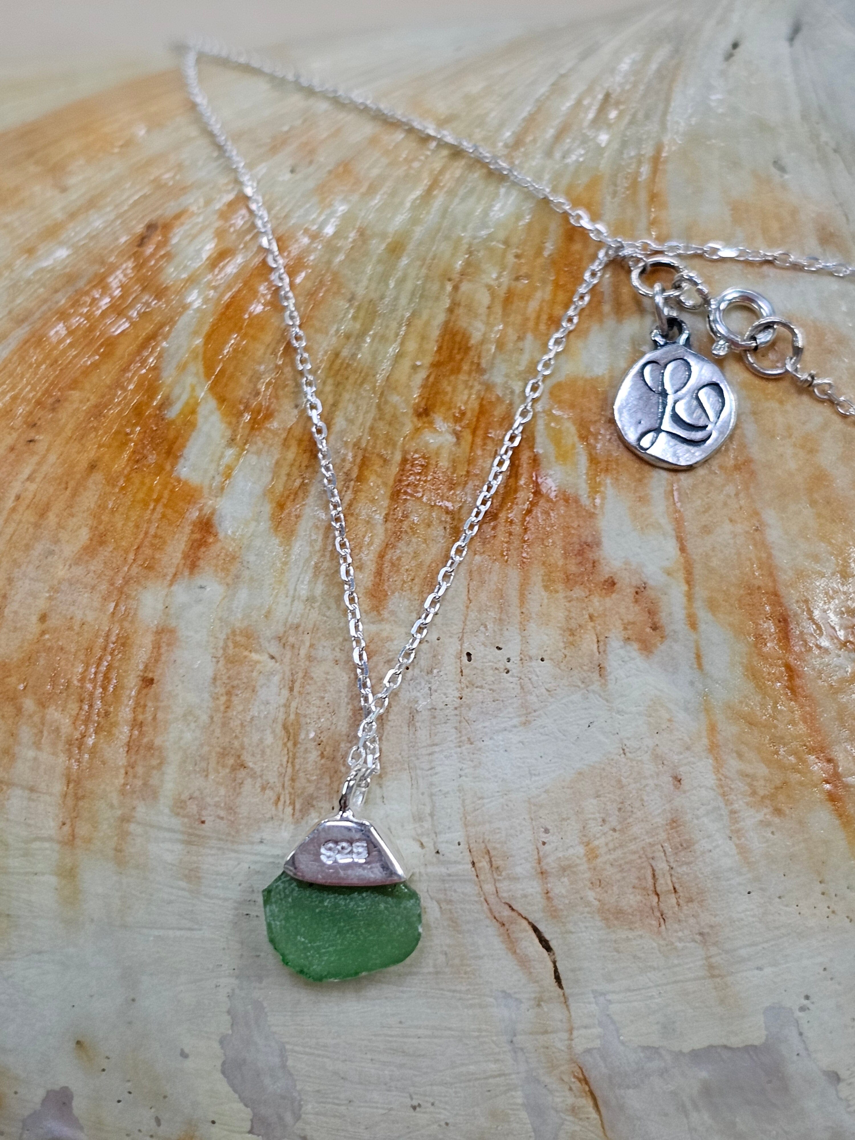 The Sea Collection - Lisa Carney Jewellery Lisa Carney Designs Necklace Silver Green Sea Glassr 