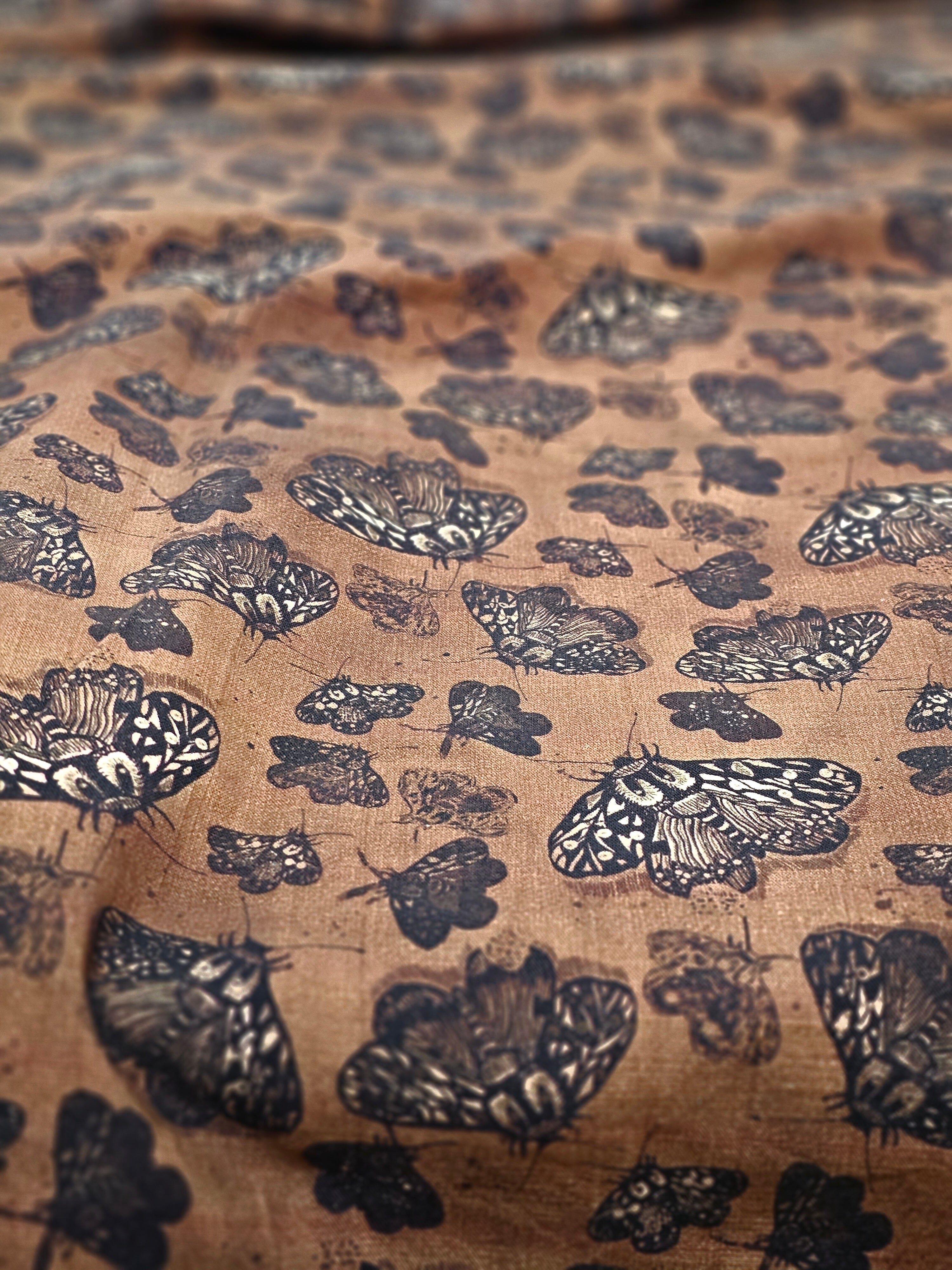 Fabric 100% Pure Organic Linen - By The Metre fabric The Spotted Quoll Studio 2M Cocoa Moth 