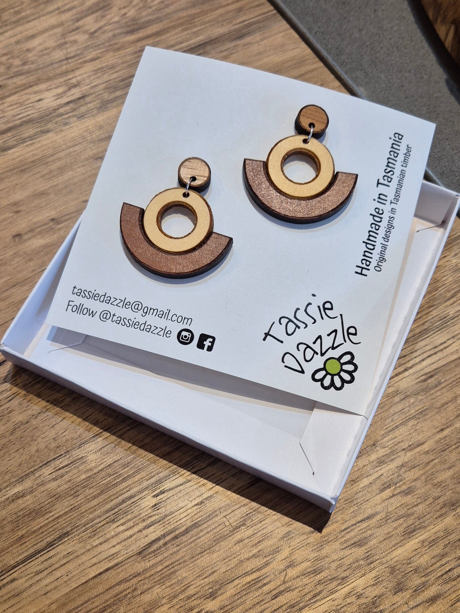 Tassie Dazzle - Wooden Earrings Earrings TassieDazzle 
