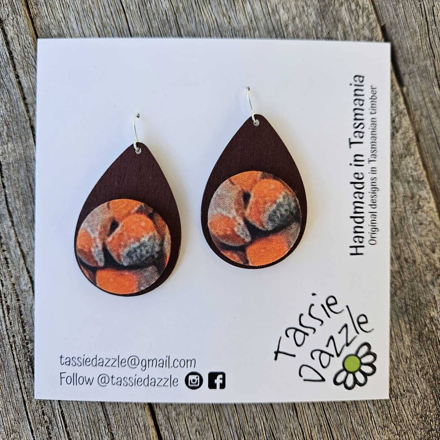 Tassie Dazzle and SQ Studio - Wooden Jewellery Earrings TassieDazzle Earring Dangles - Bay of Fires 