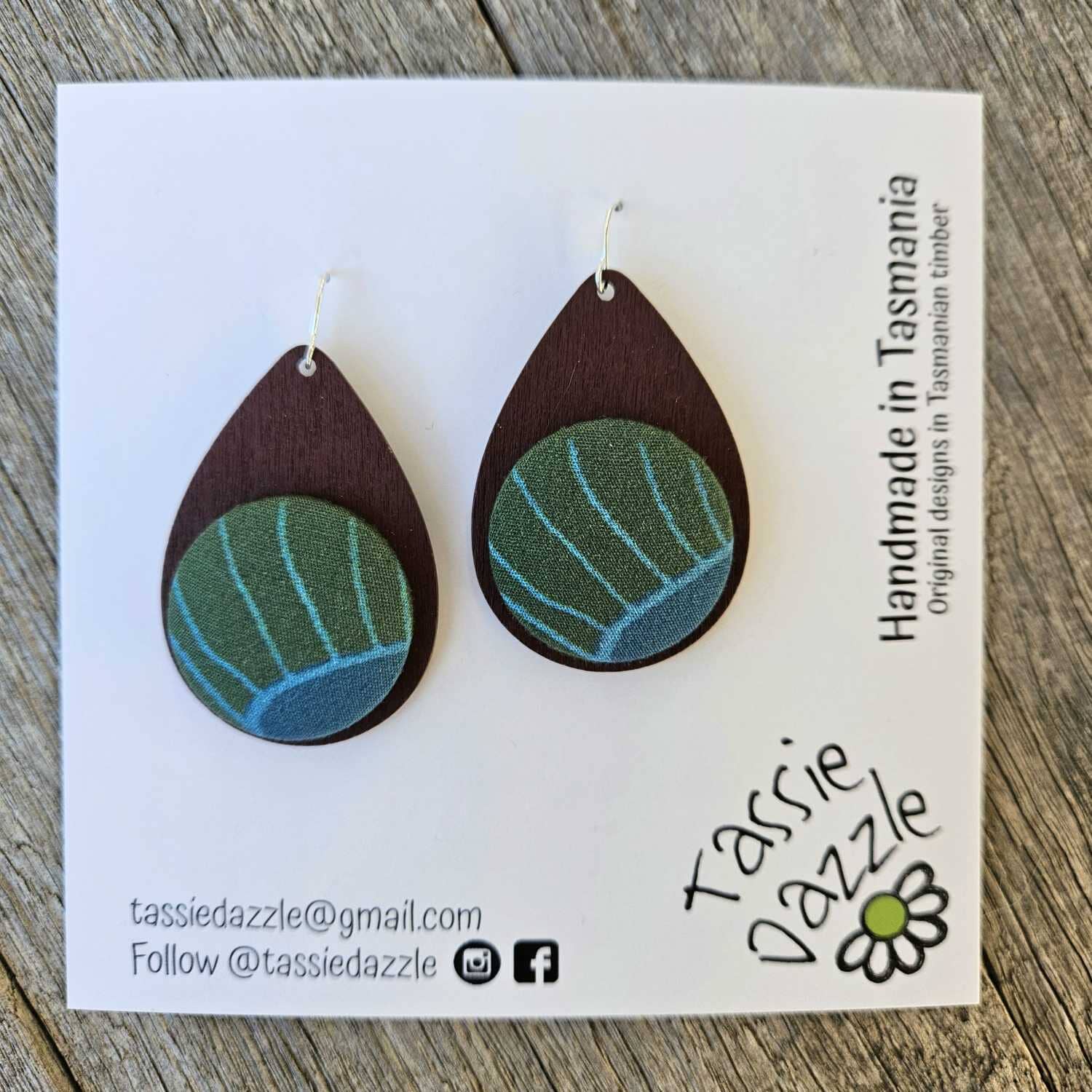 Tassie Dazzle and SQ Studio - Wooden Jewellery Earrings TassieDazzle Earring Dangles - Tassie Fungi 