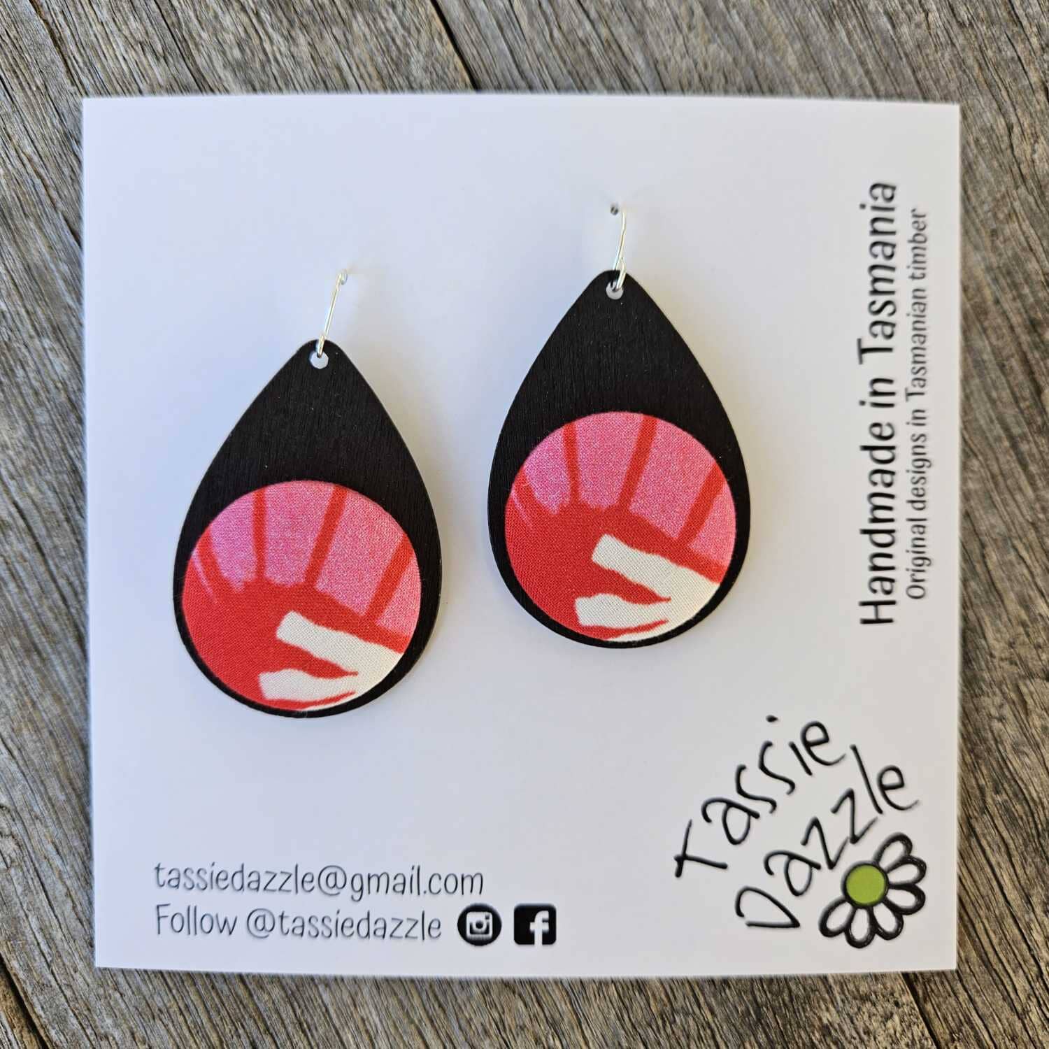 Tassie Dazzle and SQ Studio - Wooden Jewellery Earrings TassieDazzle Earring Dangles - Native Tea Tree 