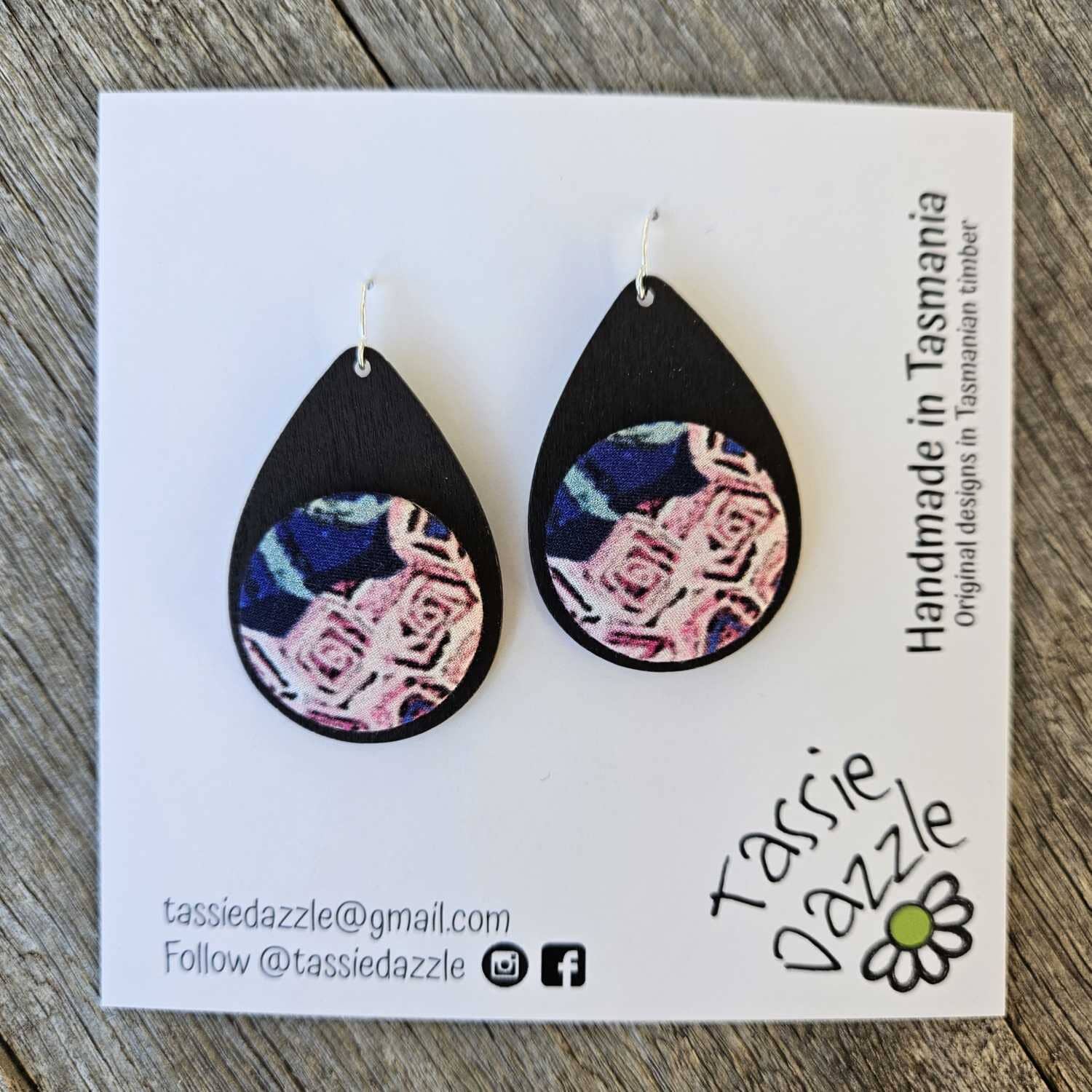 Tassie Dazzle and SQ Studio - Wooden Jewellery Earrings TassieDazzle Earring Dangles - No Bee No Me 