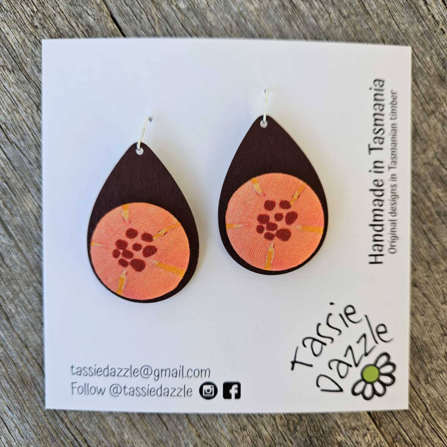 Tassie Dazzle and SQ Studio - Wooden Jewellery Earrings TassieDazzle 