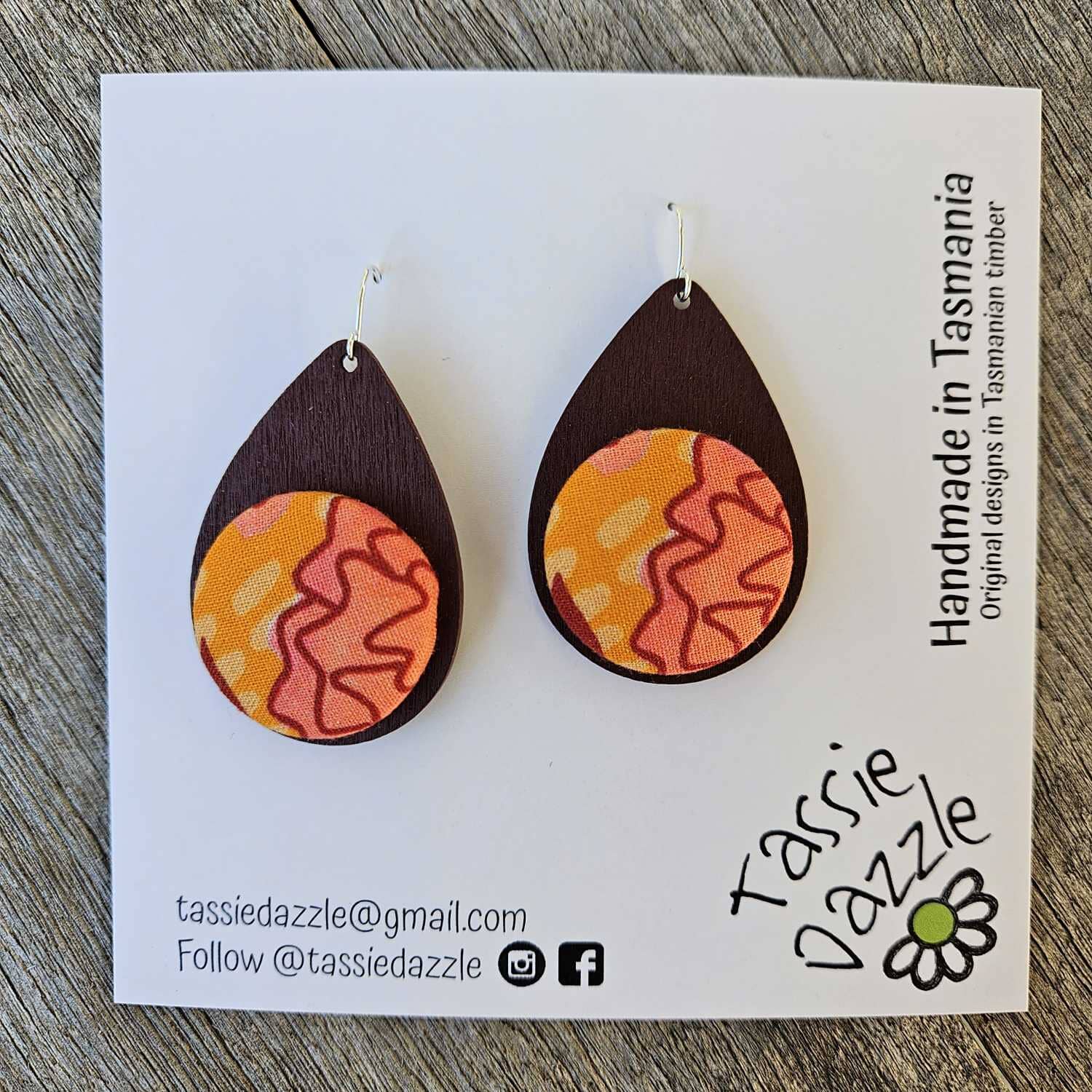 Tassie Dazzle and SQ Studio - Wooden Jewellery Earrings TassieDazzle Earring Dangles - Summer Garden 